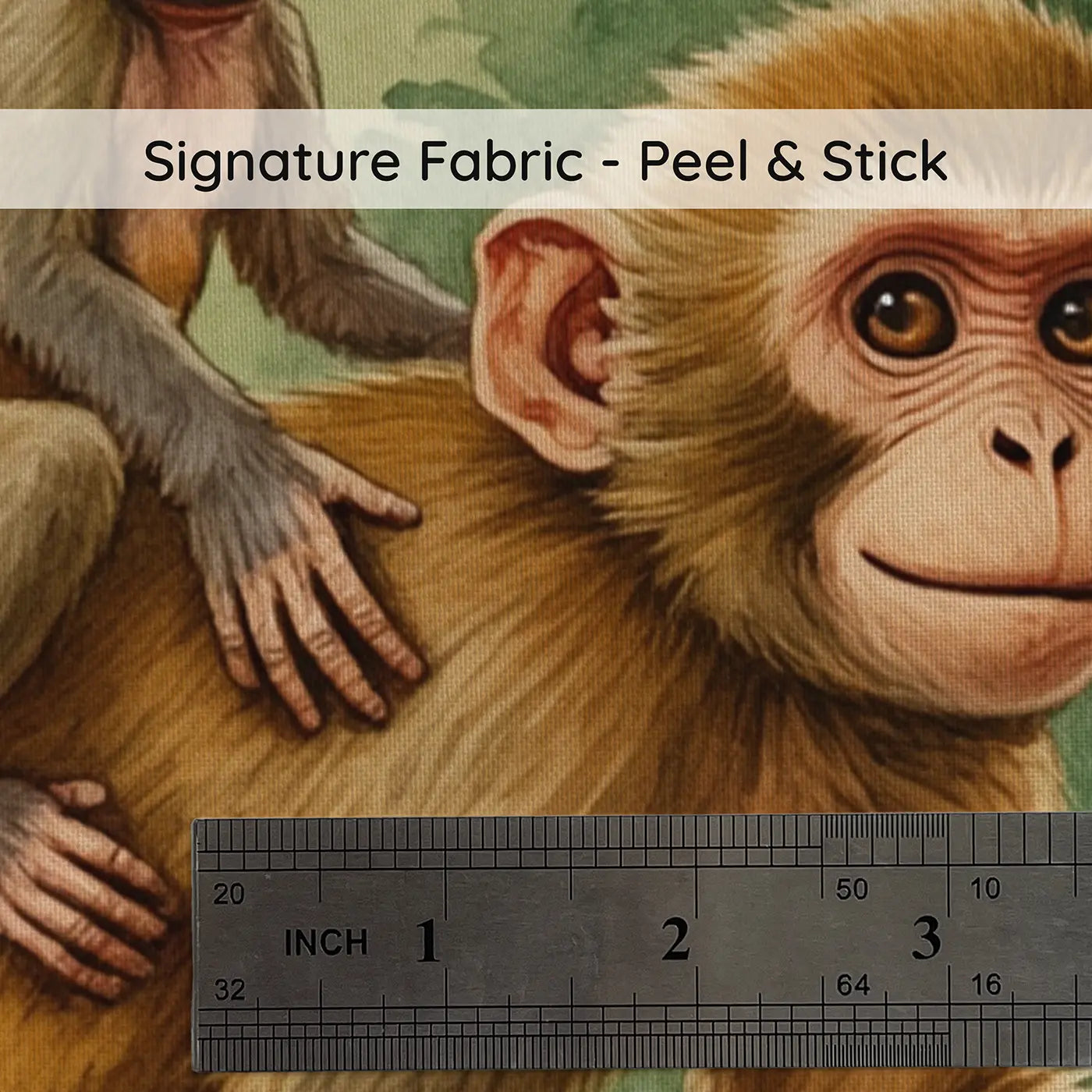 Fabric texture close-up of Baby Monkey Mother Canopy Wallpaper Mural by Whimsy Tots