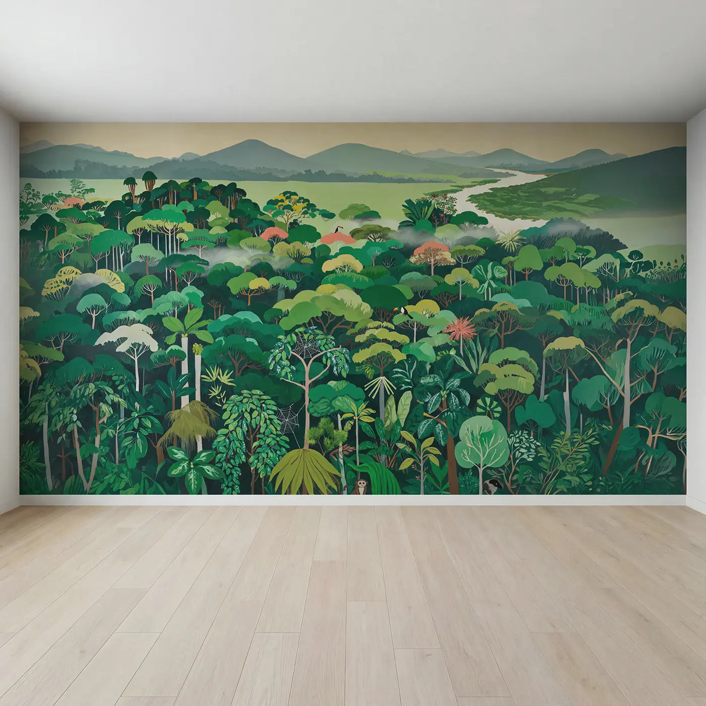 Full view of Jungle Canopy From Above Wallpaper Mural by Whimsy Tots