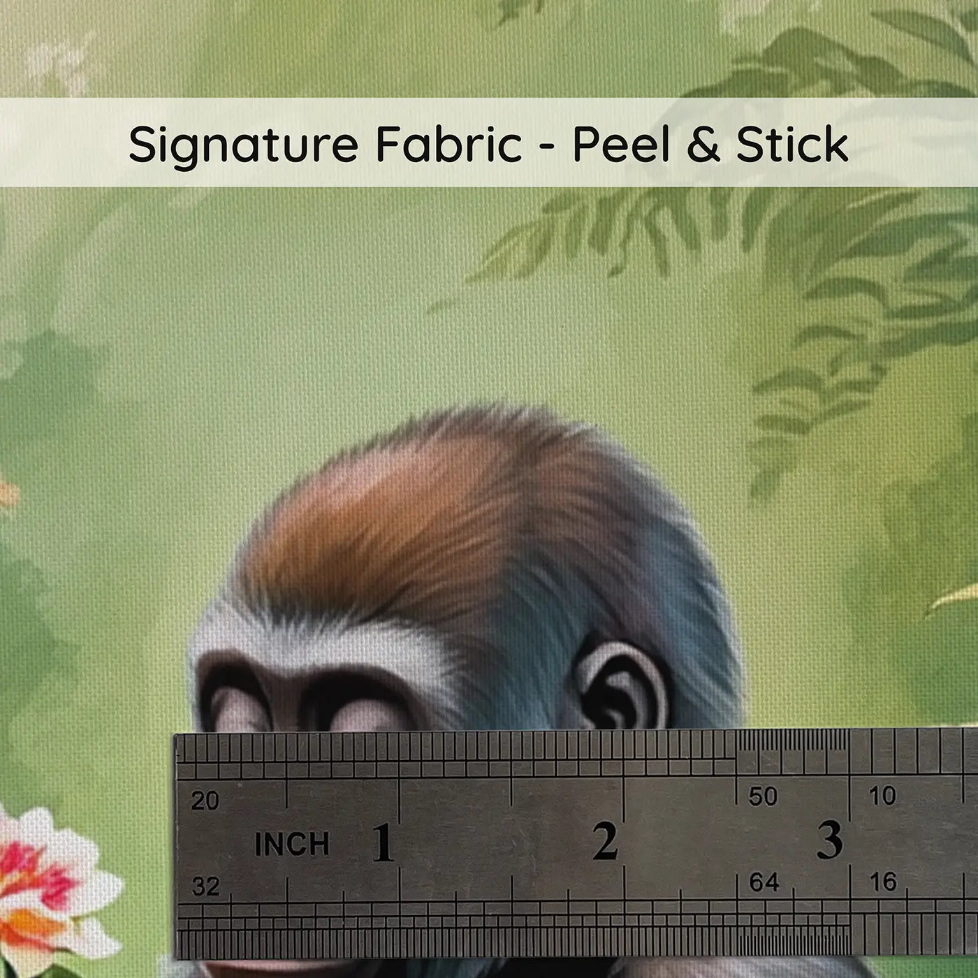 Fabric texture close-up of Gentle Gorilla Baby Discovery Wallpaper Mural by Whimsy Tots
