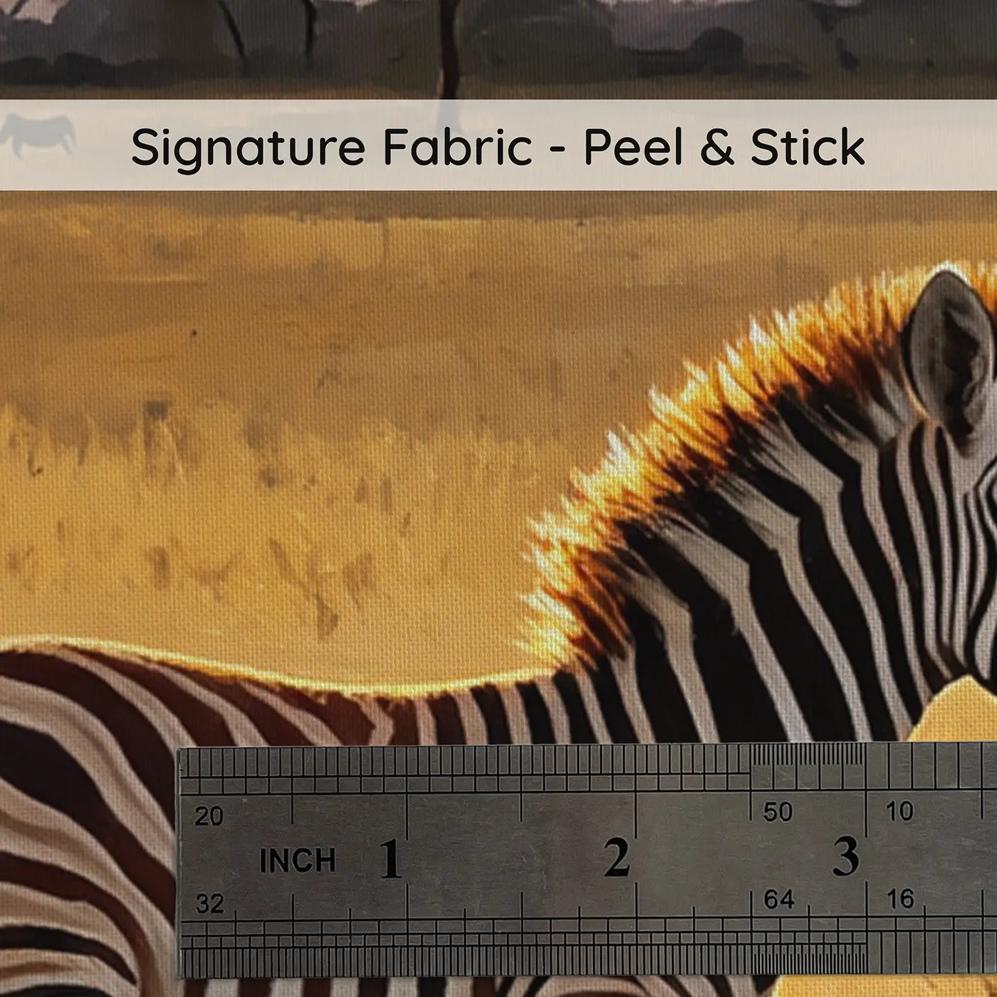 Fabric texture close-up of Running Zebra Foal Grassland Wallpaper Mural by Whimsy Tots