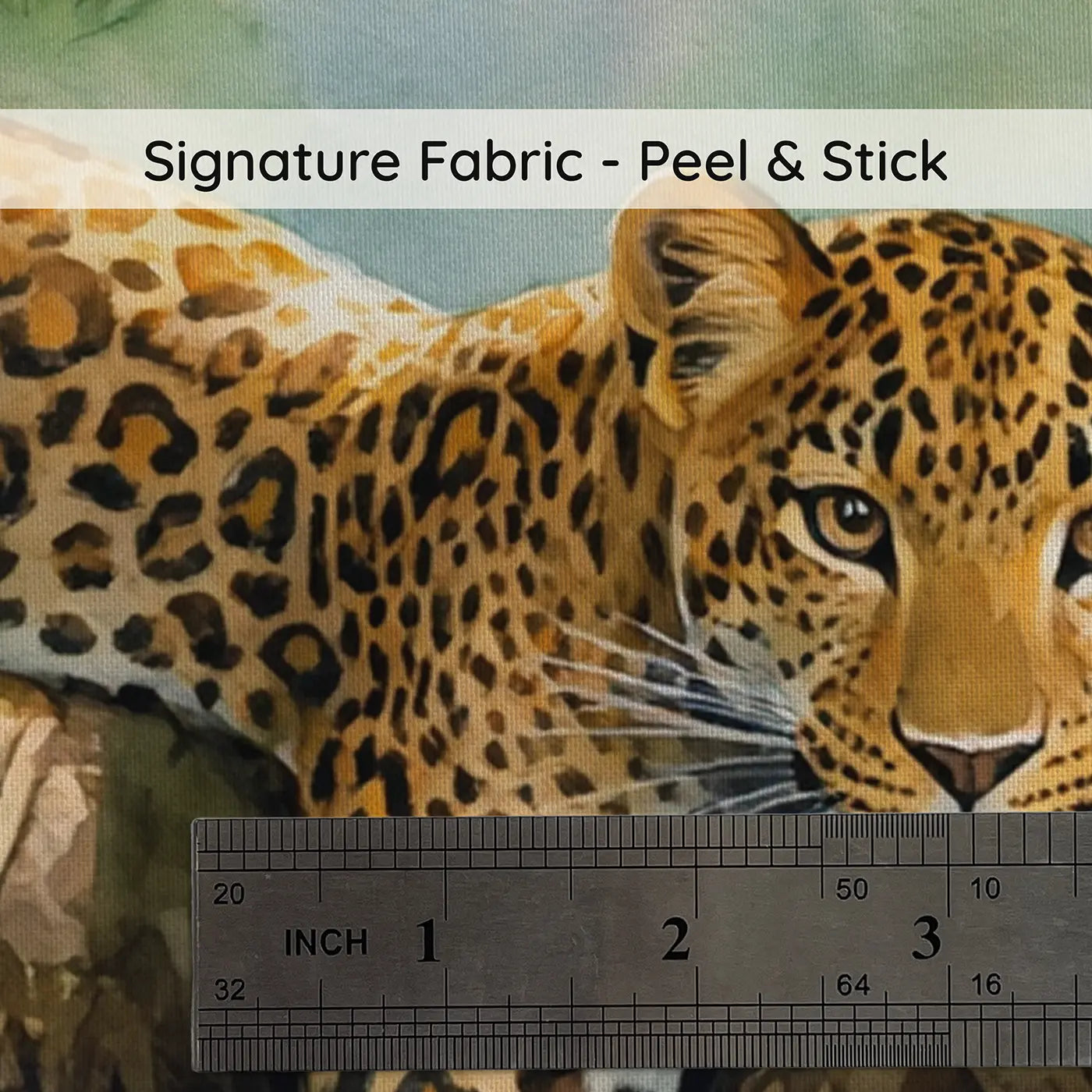 Fabric texture close-up of Leopard on Jungle Branch Wallpaper Mural by Whimsy Tots