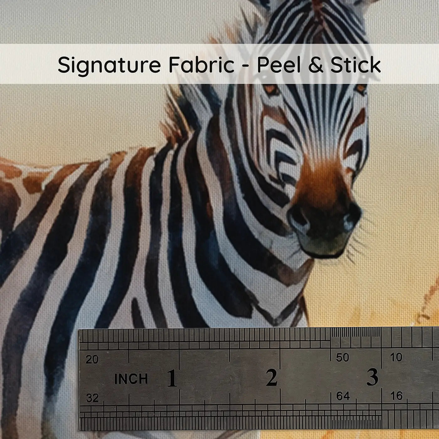 Fabric texture close-up of Misty Dawn Zebra Wallpaper Mural by Whimsy Tots