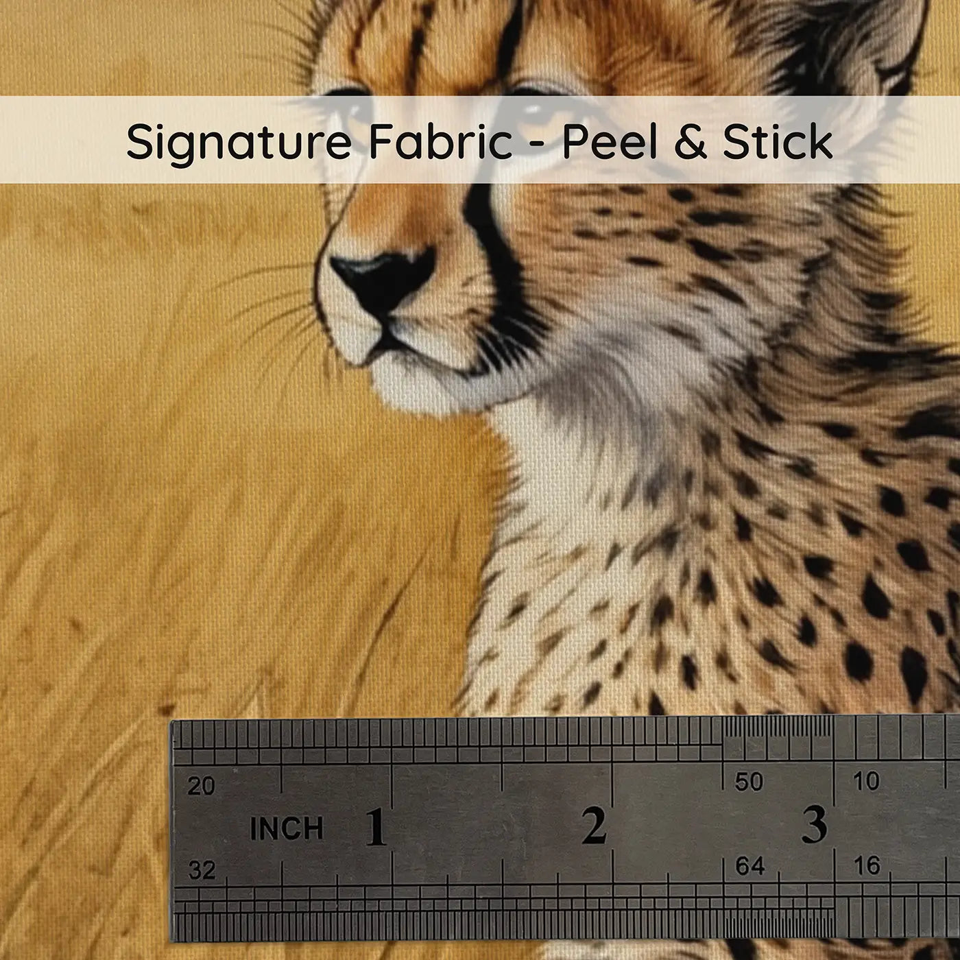 Fabric texture close-up of Alert Cheetah Cub Wallpaper Mural by Whimsy Tots