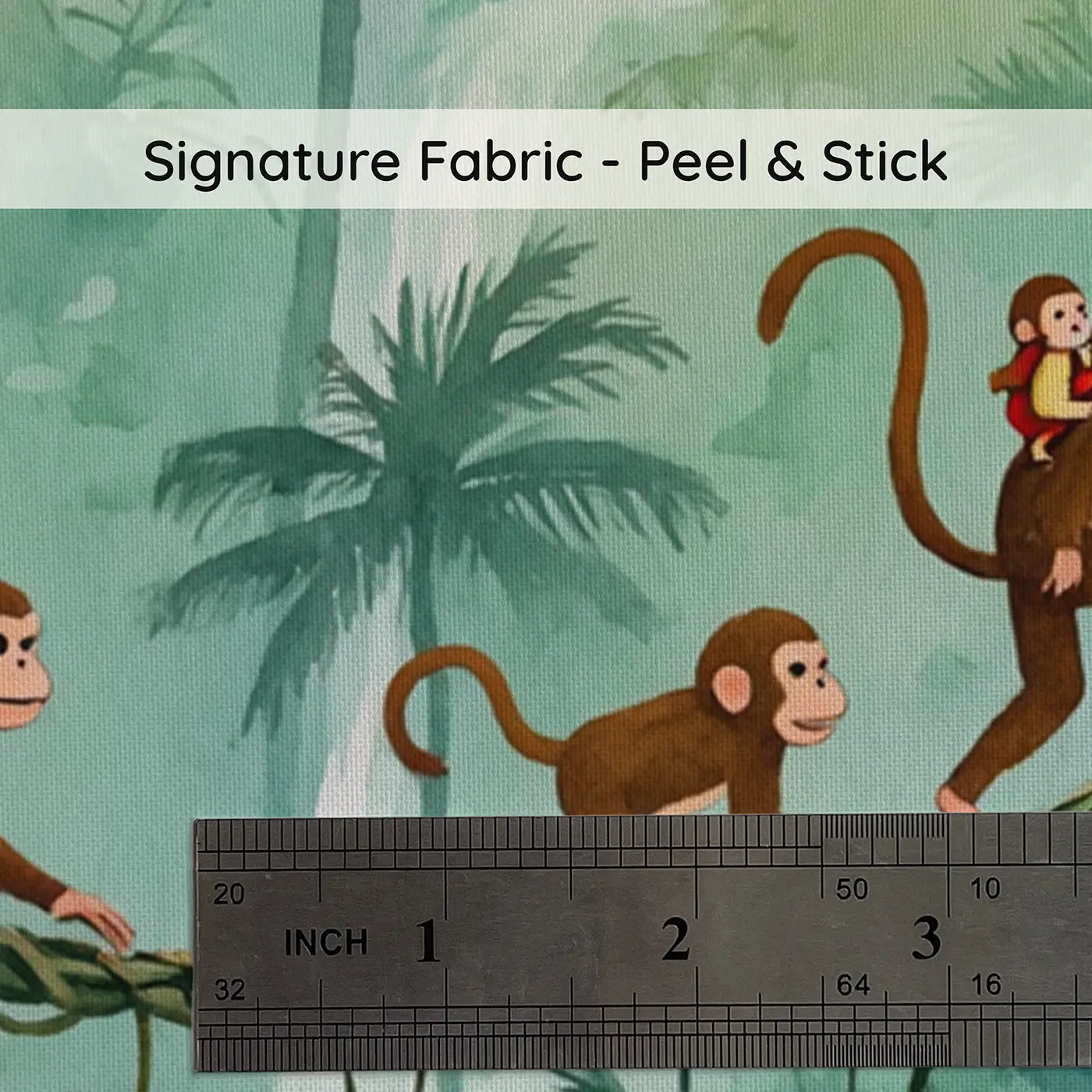 Fabric texture close-up of Monkey Vine Bridge Wallpaper Mural by Whimsy Tots
