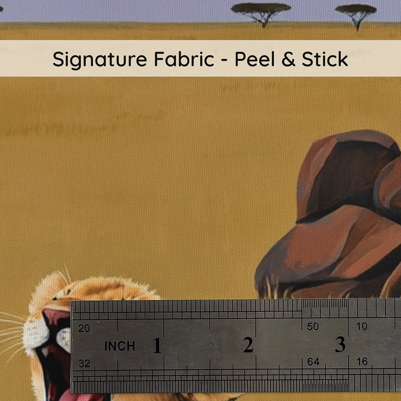 Fabric texture close-up of Lion Cub First Roar Wallpaper Mural by Whimsy Tots