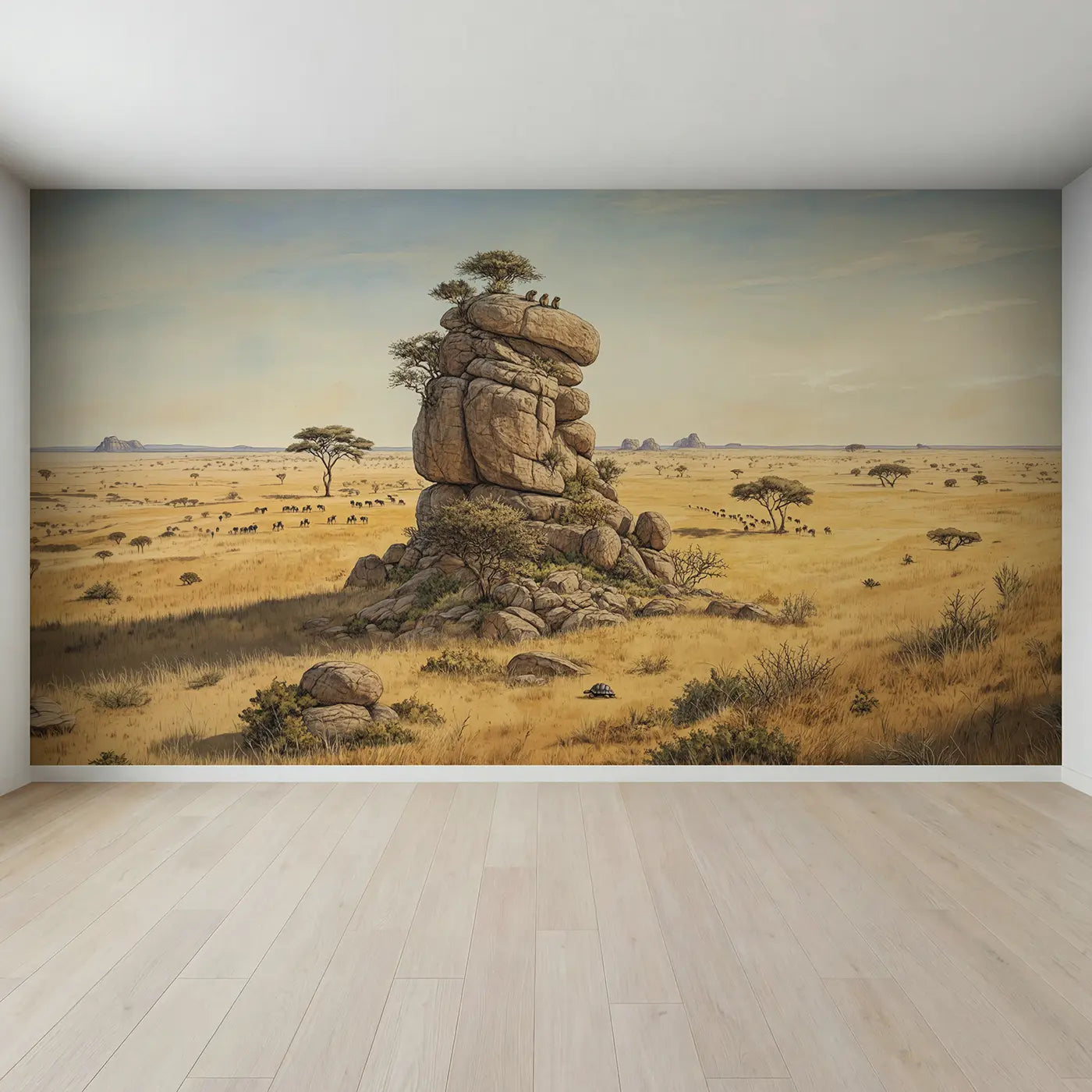 Full view of Savanna Kopje Rock Panorama Wallpaper Mural by Whimsy Tots