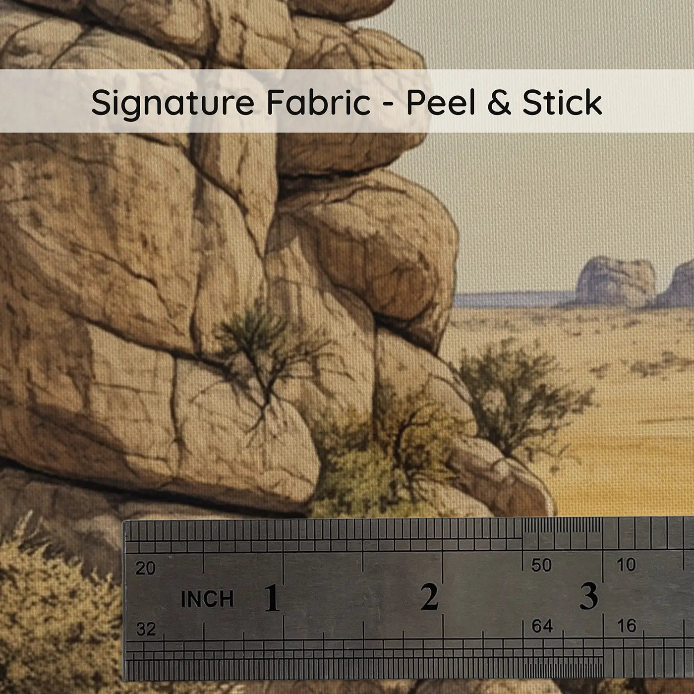 Fabric texture close-up of Savanna Kopje Rock Panorama Wallpaper Mural by Whimsy Tots