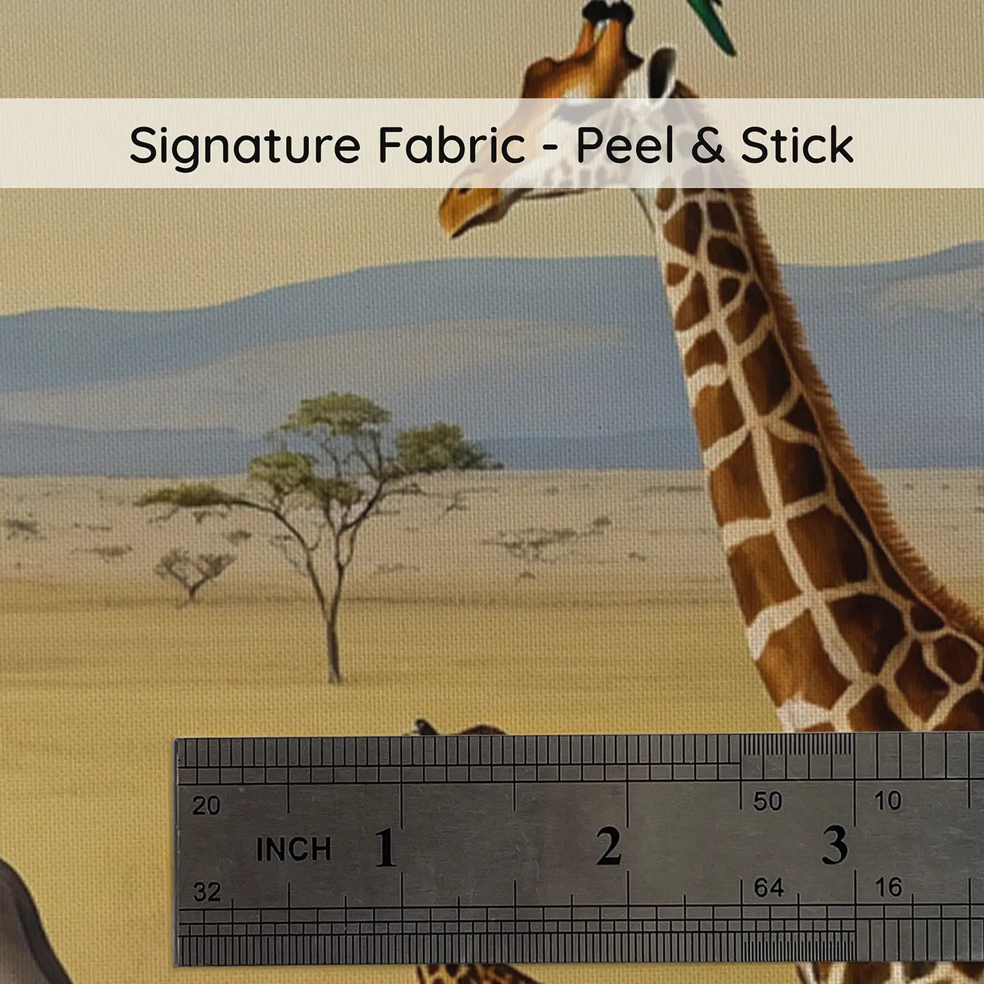 Fabric texture close-up of Safari Birds and Beasts Wallpaper Mural by Whimsy Tots