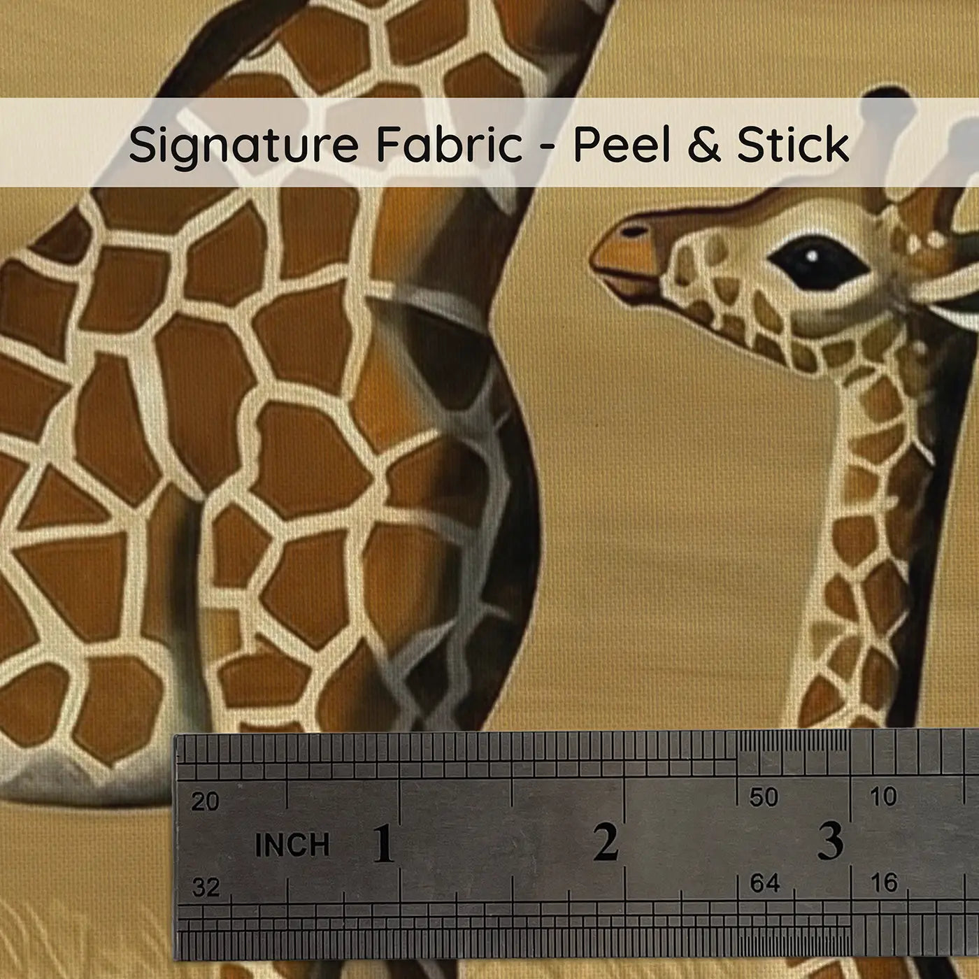 Fabric texture close-up of Baby Giraffe First Steps Wallpaper Mural by Whimsy Tots
