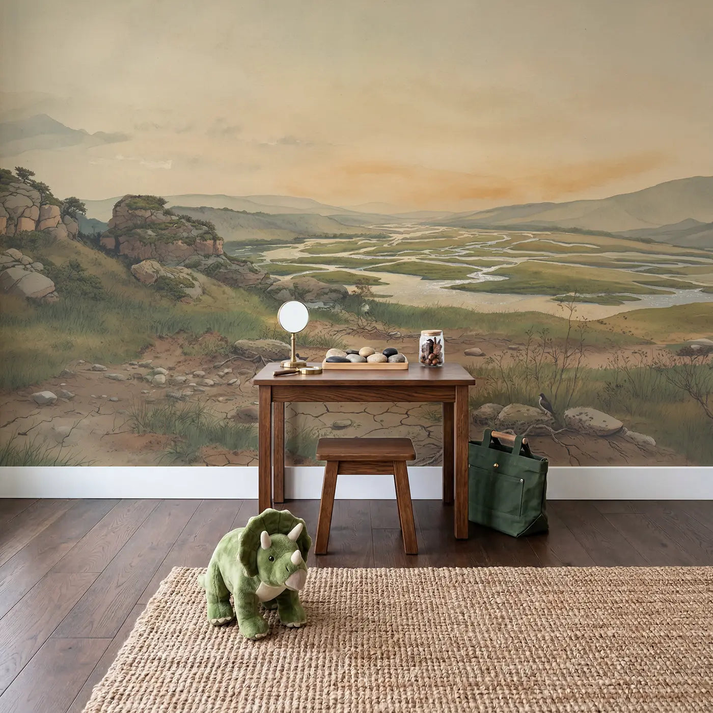 River Delta Slight Elevation Wallpaper Mural in playroom setting by Whimsy Tots