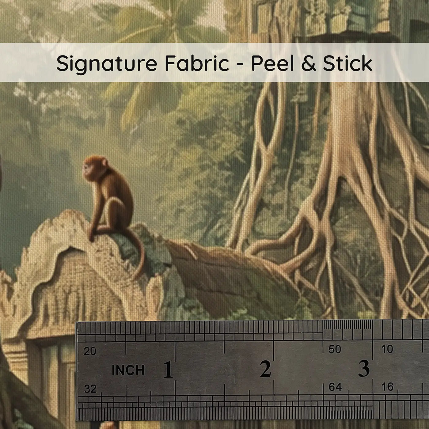 Fabric texture close-up of Jungle Temple Ruins Wallpaper Mural by Whimsy Tots
