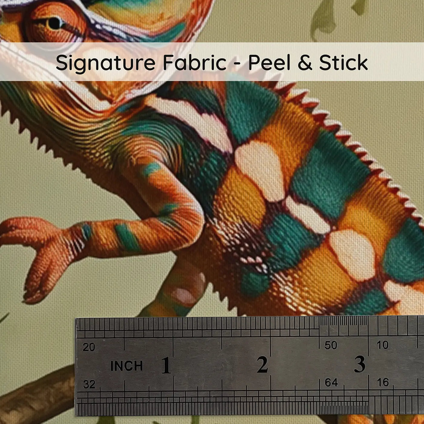 Fabric texture close-up of Tropical Chameleon Portrait Wallpaper Mural by Whimsy Tots