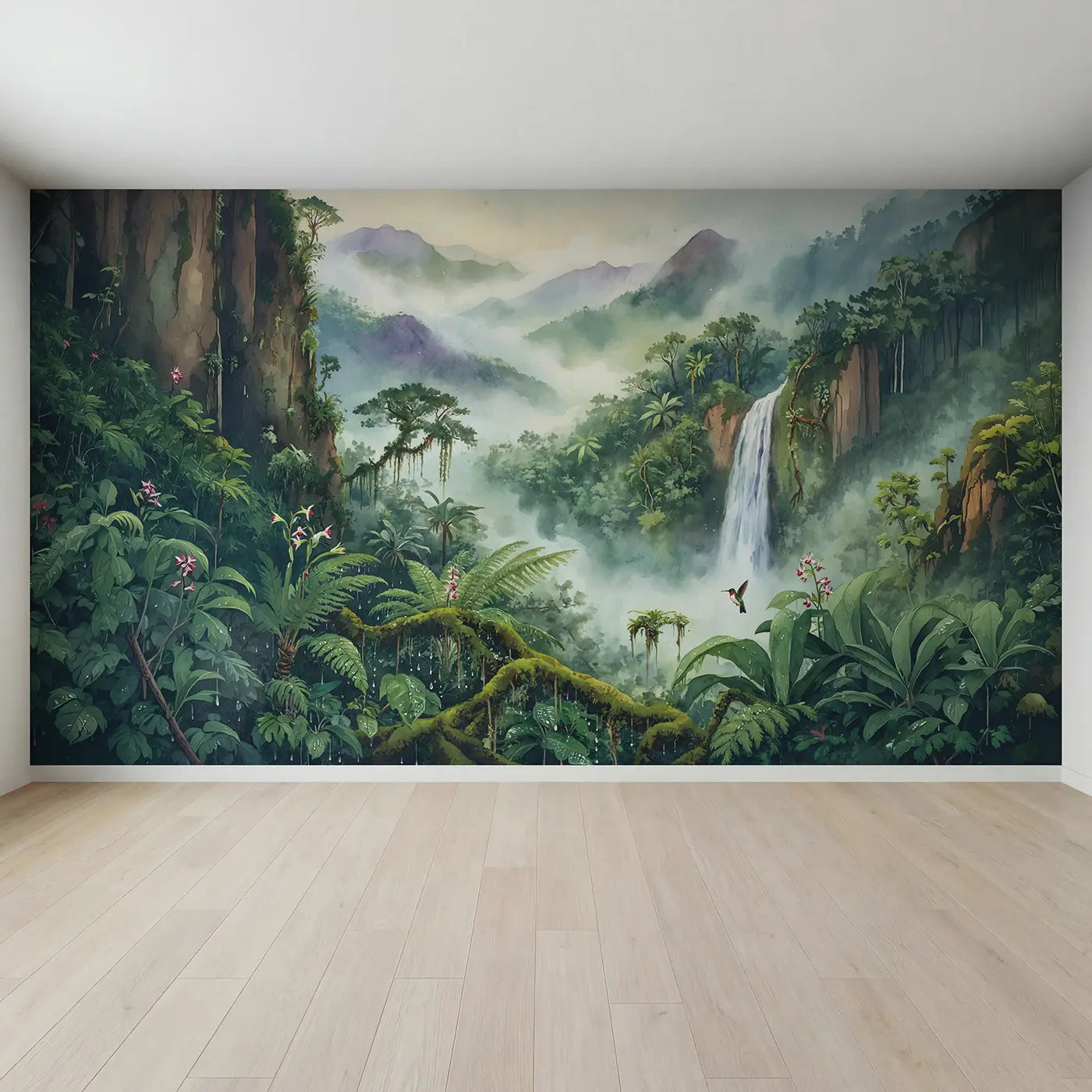 Full view of Cloud Forest Mountain Wallpaper Mural by Whimsy Tots