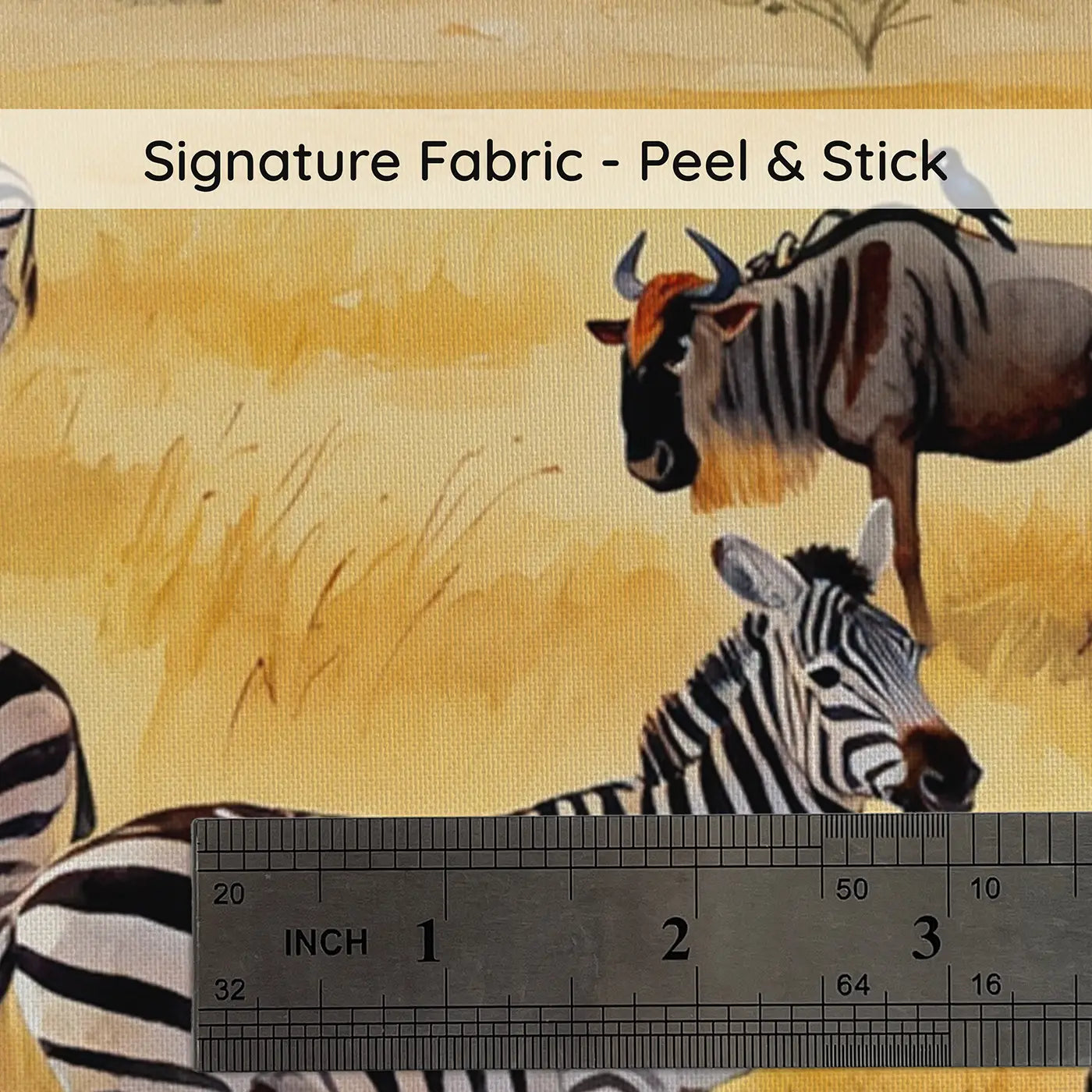 Fabric texture close-up of Mixed Herd Grazing Wallpaper Mural by Whimsy Tots