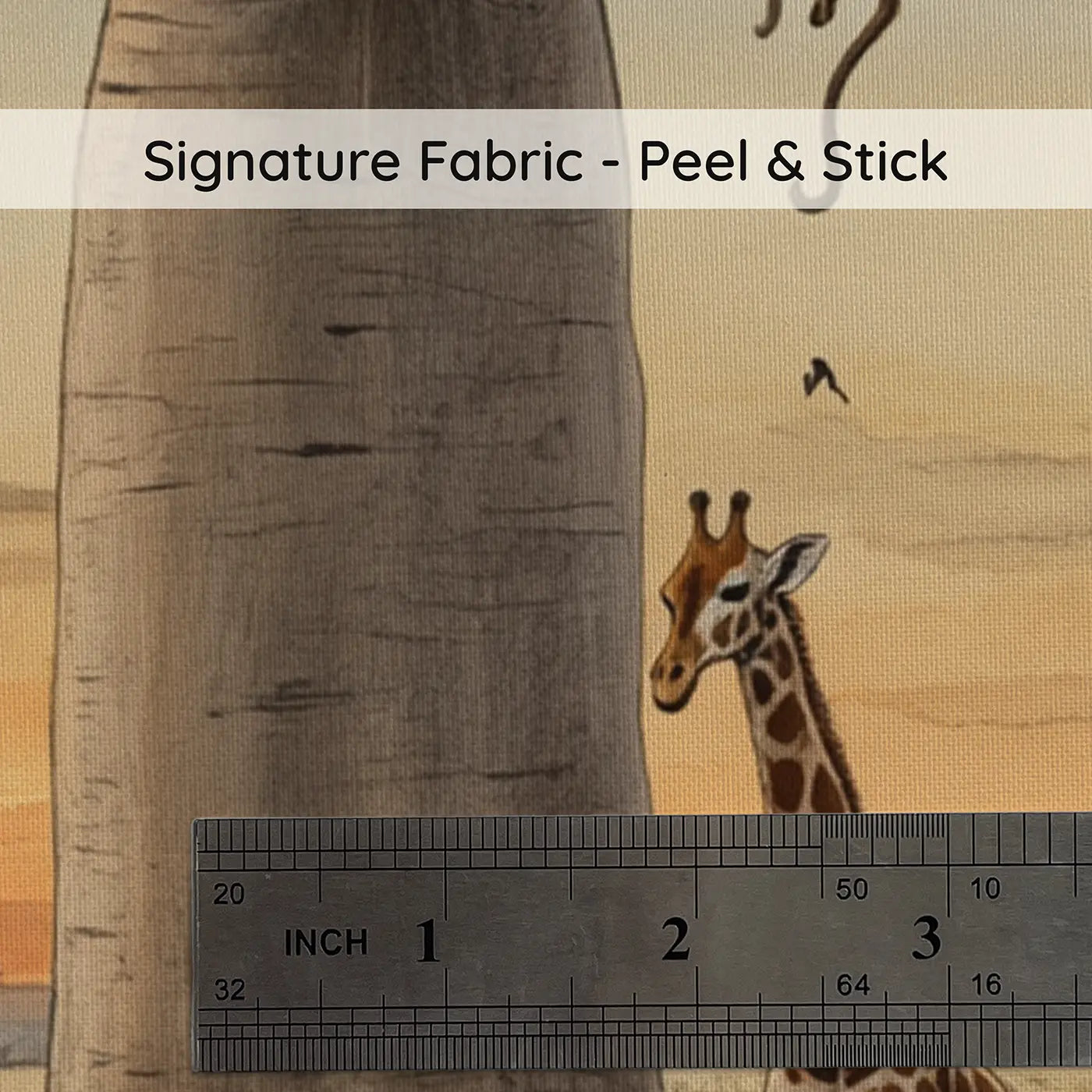 Fabric texture close-up of Baobab Tree Animal Gathering Wallpaper Mural by Whimsy Tots