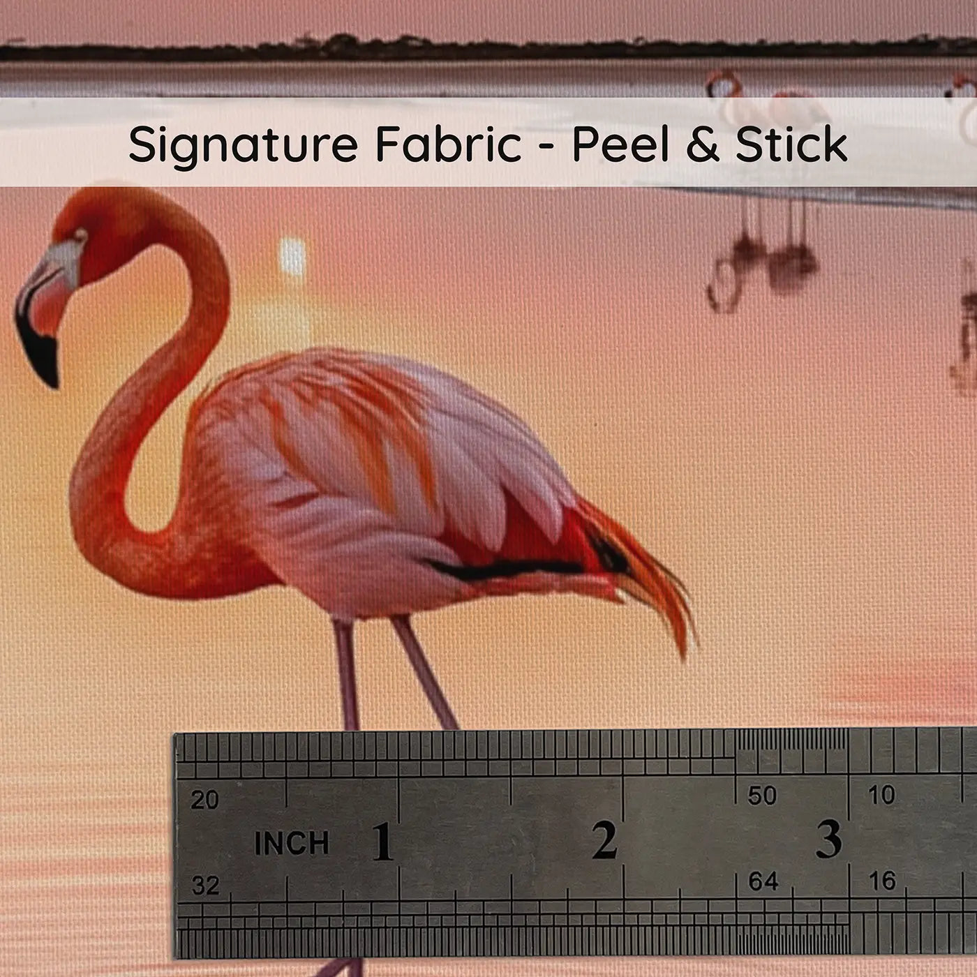 Fabric texture close-up of Pink Flamingo Reflection Wallpaper Mural by Whimsy Tots