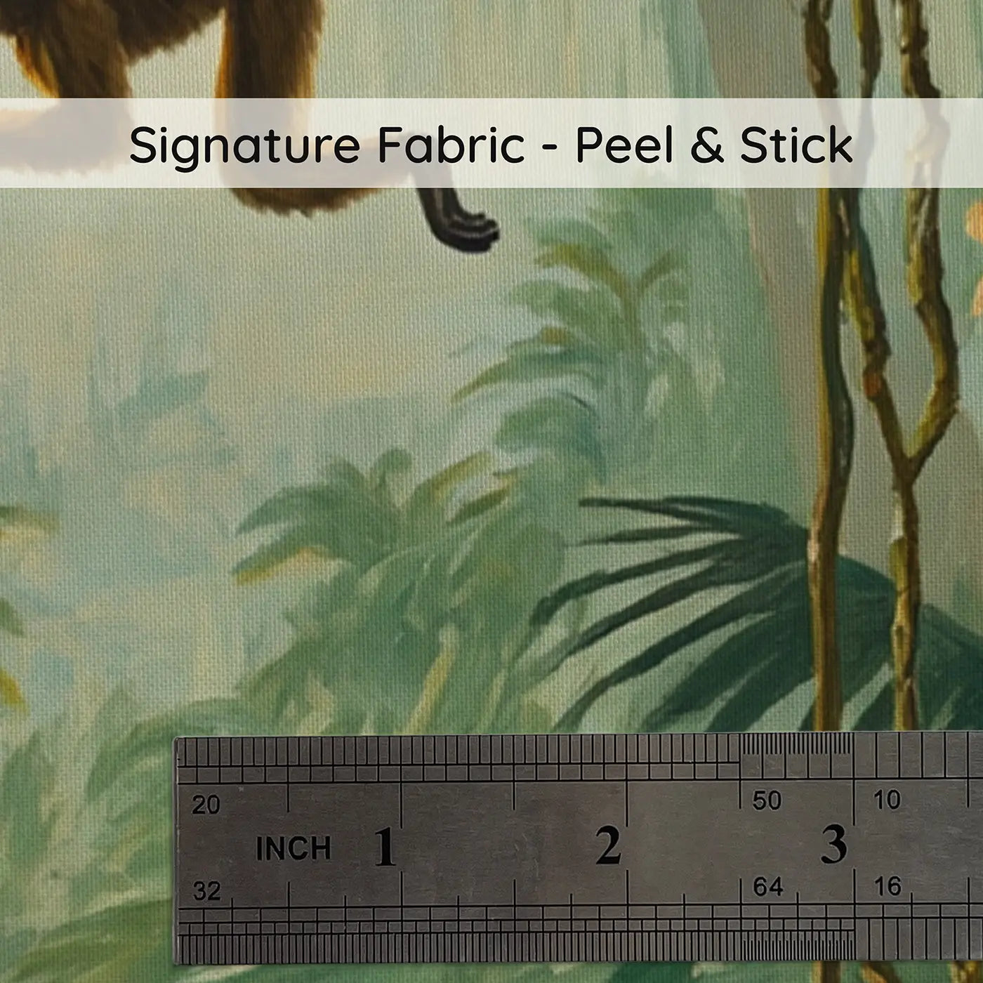 Fabric texture close-up of Jungle Vine Swing Monkey Wallpaper Mural by Whimsy Tots