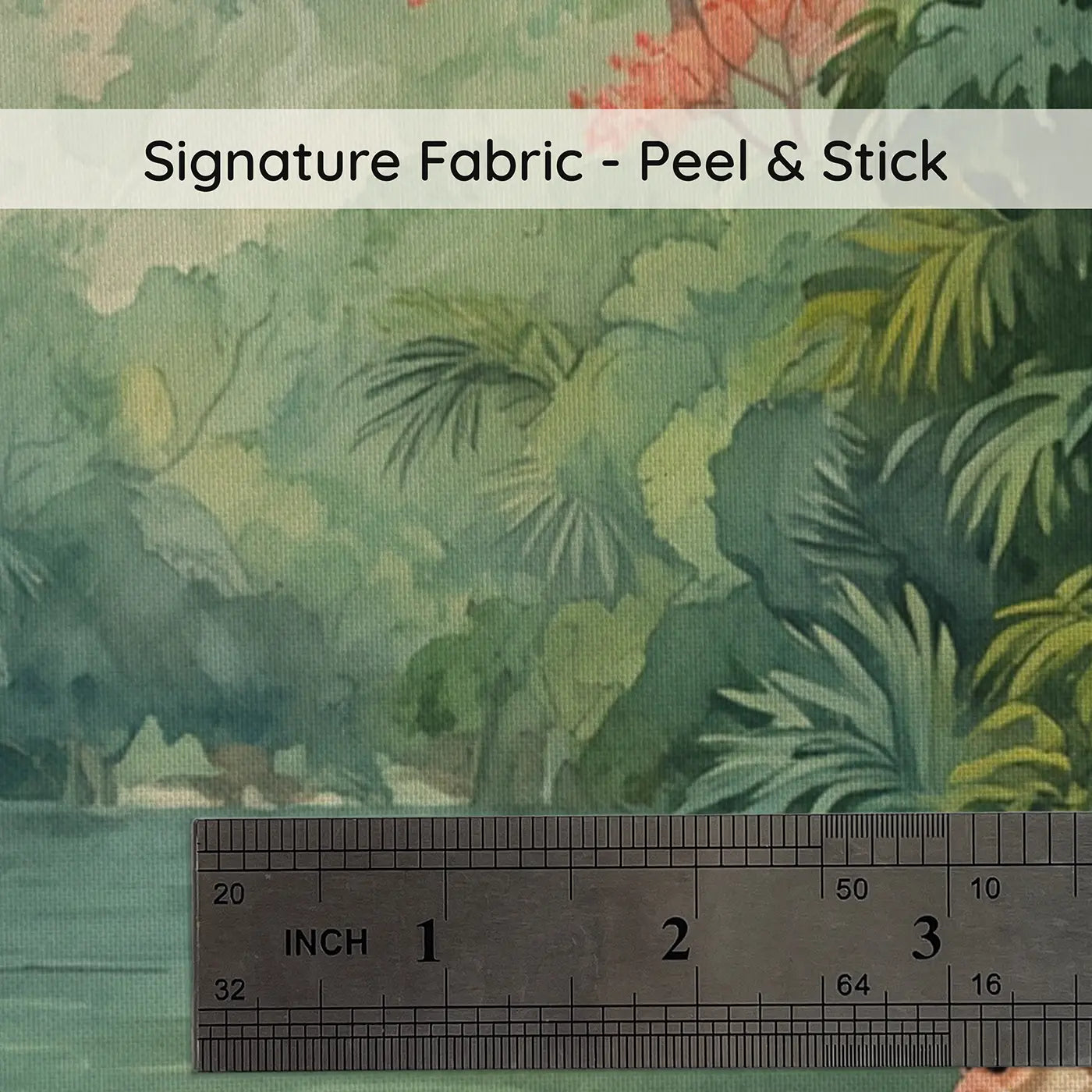 Fabric texture close-up of Jungle River Animal Banks Wallpaper Mural by Whimsy Tots