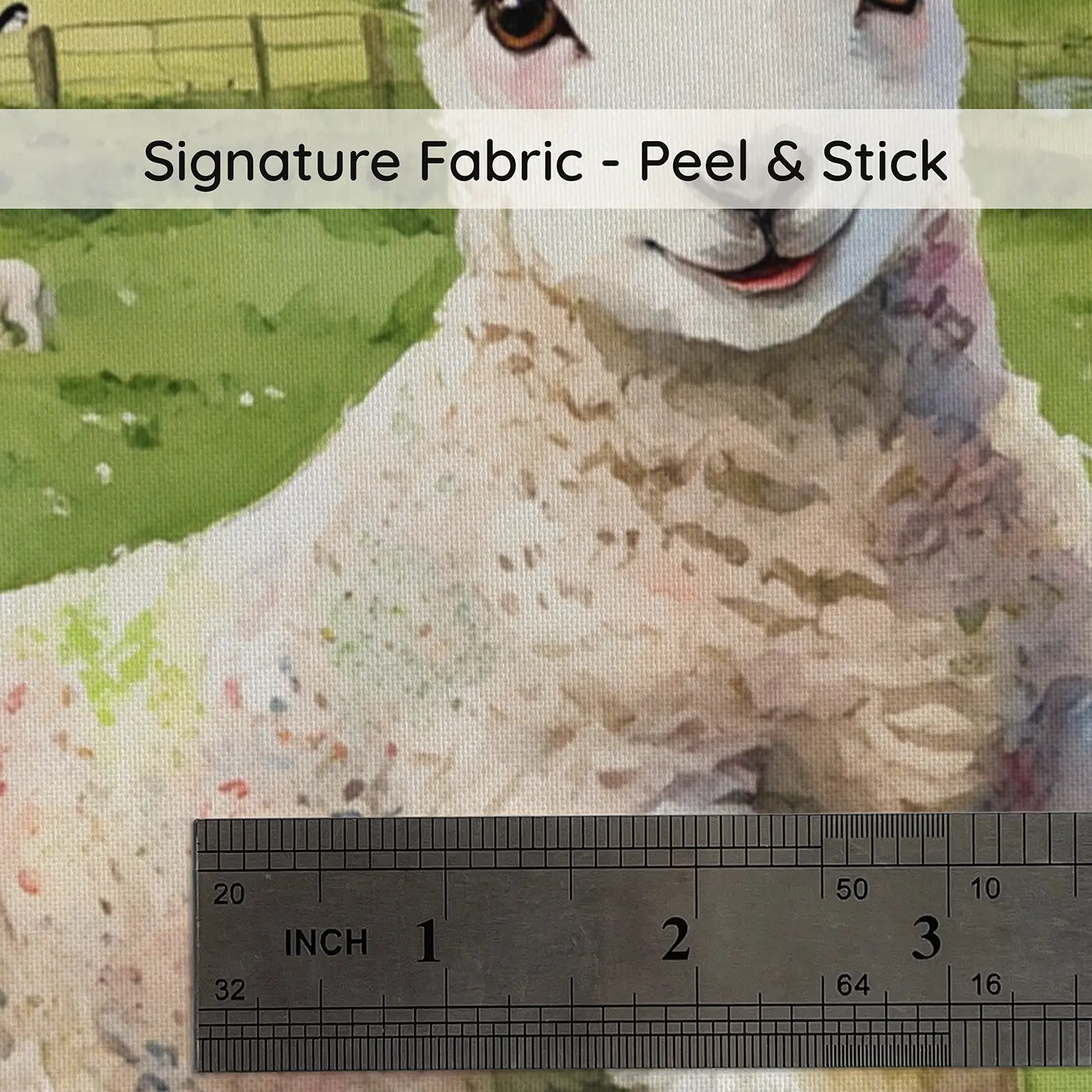 Fabric texture close-up of Leaping Spring Lamb Wallpaper Mural by Whimsy Tots