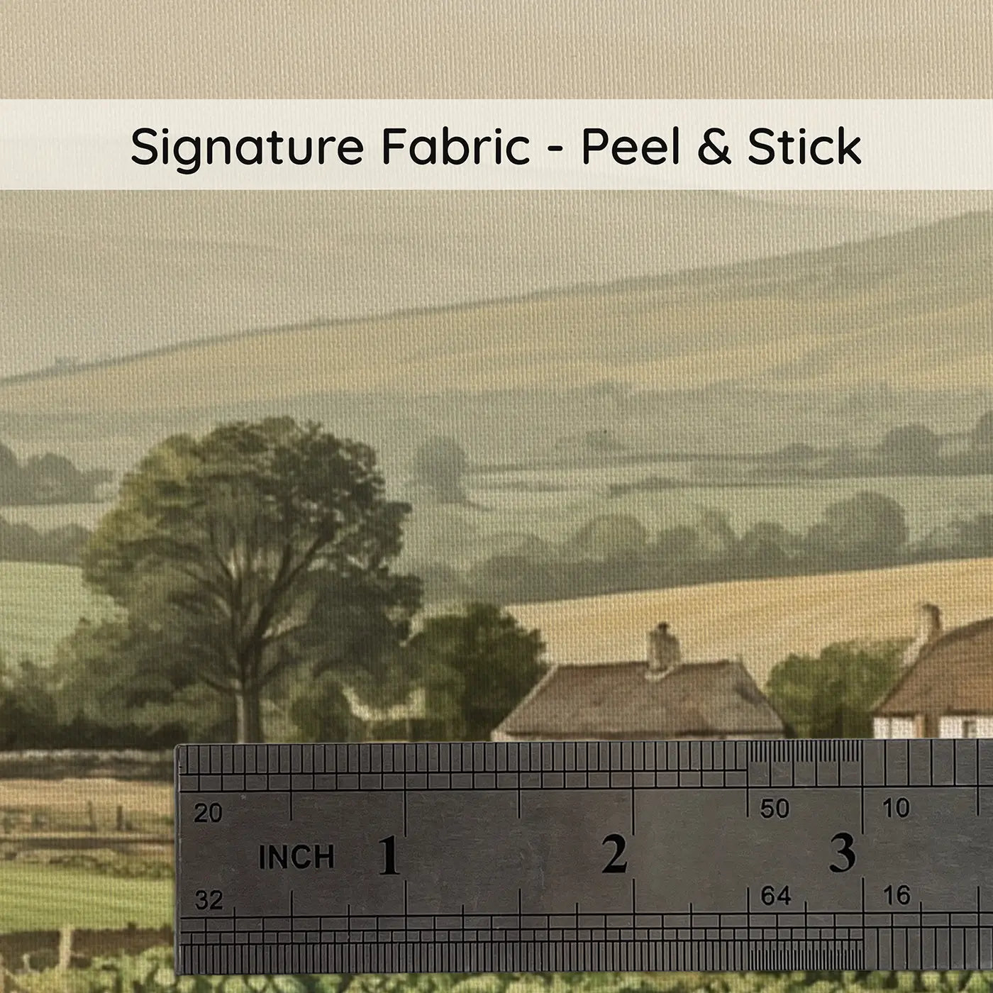 Fabric texture close-up of Kitchen Garden Cottage Beyond Wallpaper Mural by Whimsy Tots
