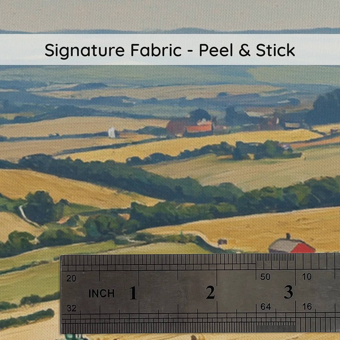 Fabric texture close-up of Patchwork Farmland Panorama Wallpaper Mural by Whimsy Tots
