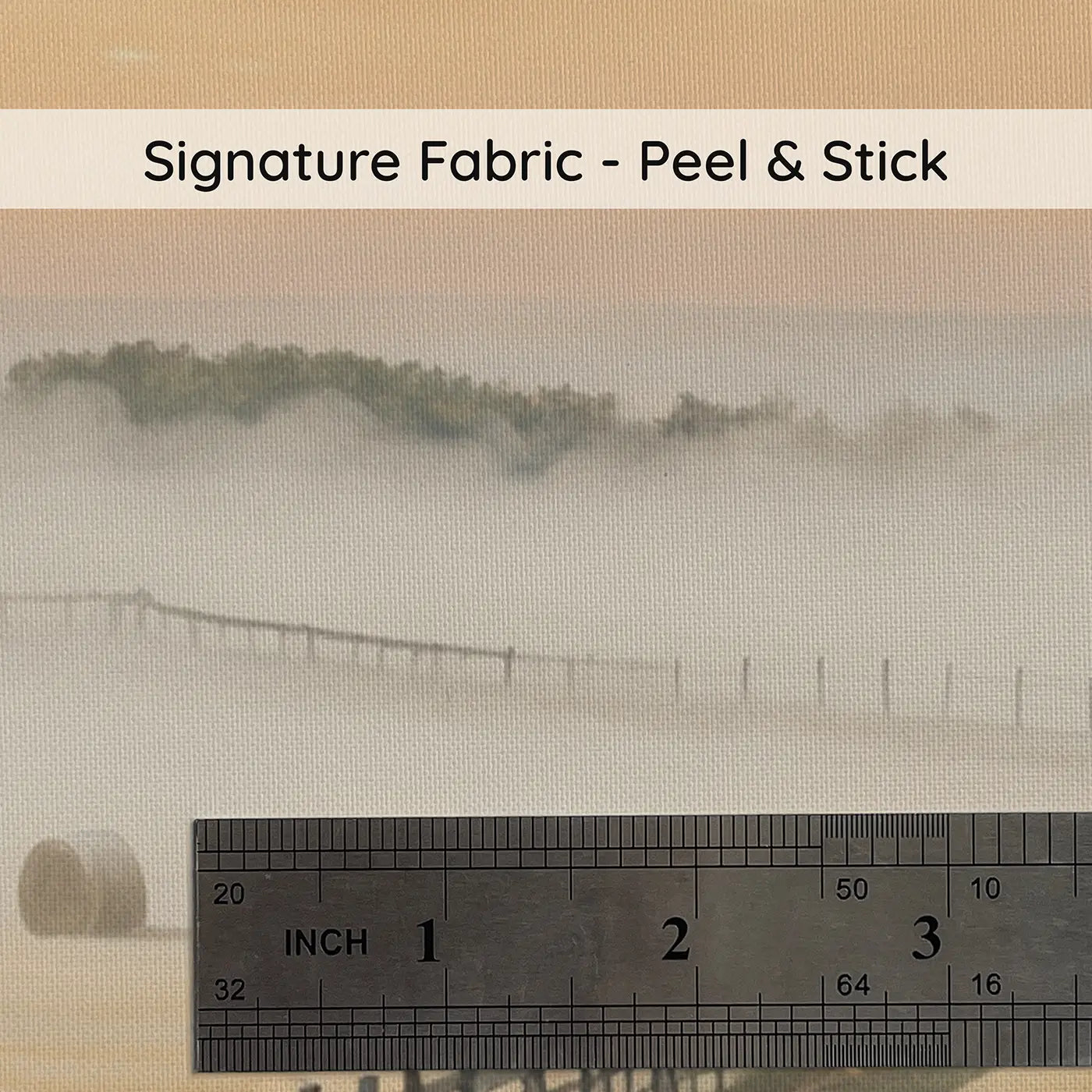 Fabric texture close-up of Misty Morning Farmland Wallpaper Mural by Whimsy Tots