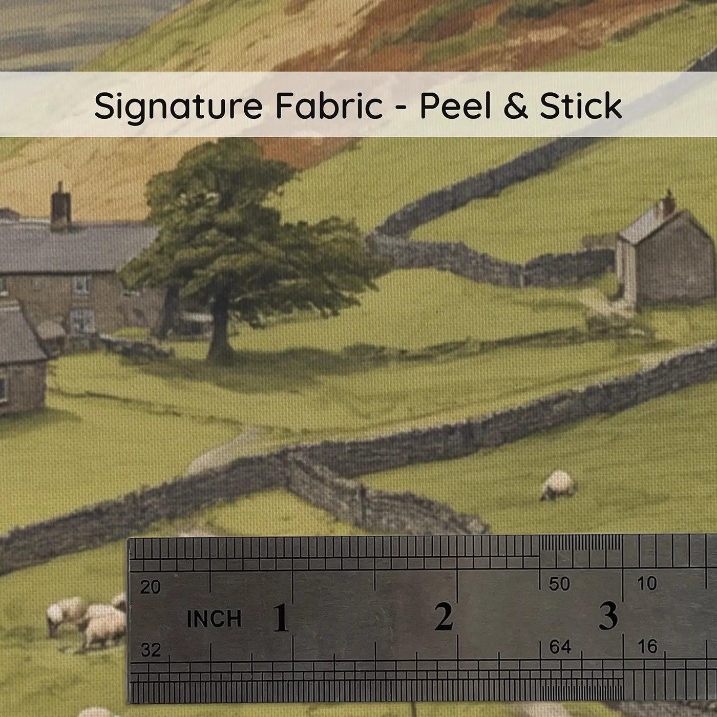 Fabric texture close-up of Yorkshire Stone Wall Fields Wallpaper Mural by Whimsy Tots