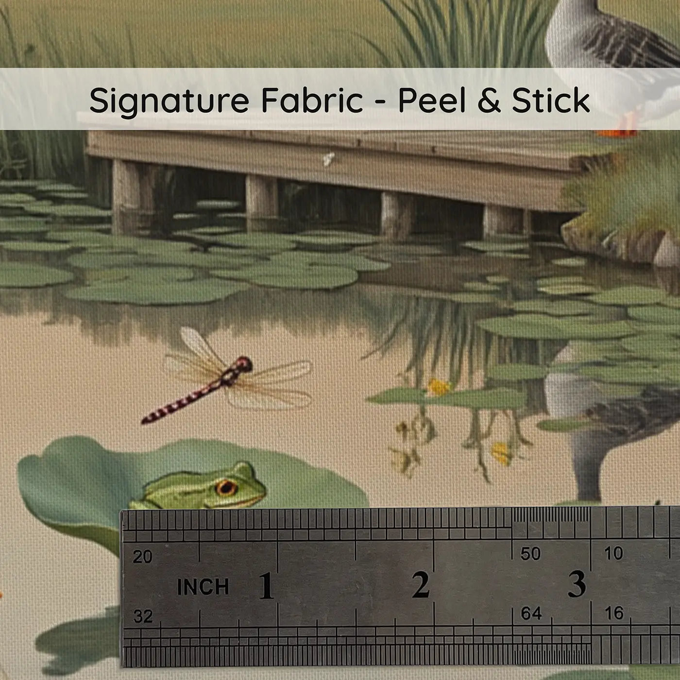 Fabric texture close-up of Farm Pond Duck and Goose Wallpaper Mural by Whimsy Tots