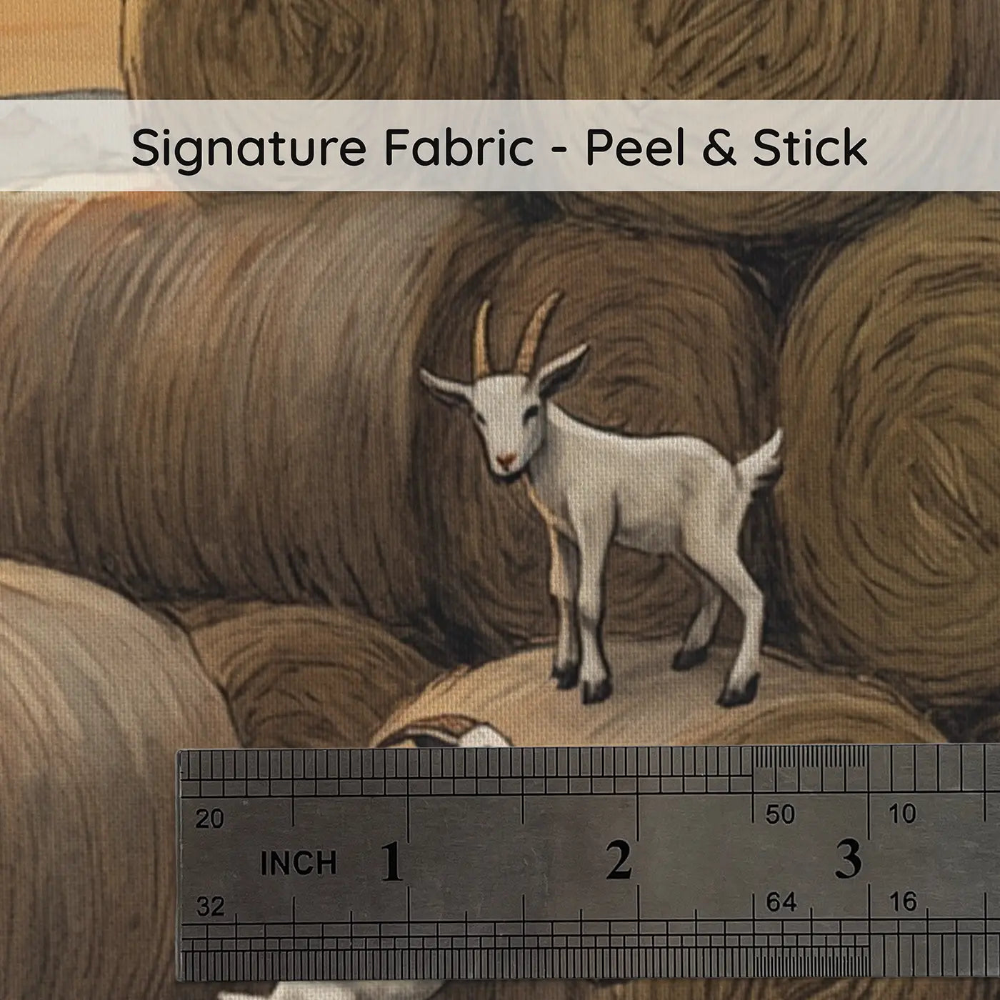 Fabric texture close-up of Goat Kids Playing King Wallpaper Mural by Whimsy Tots