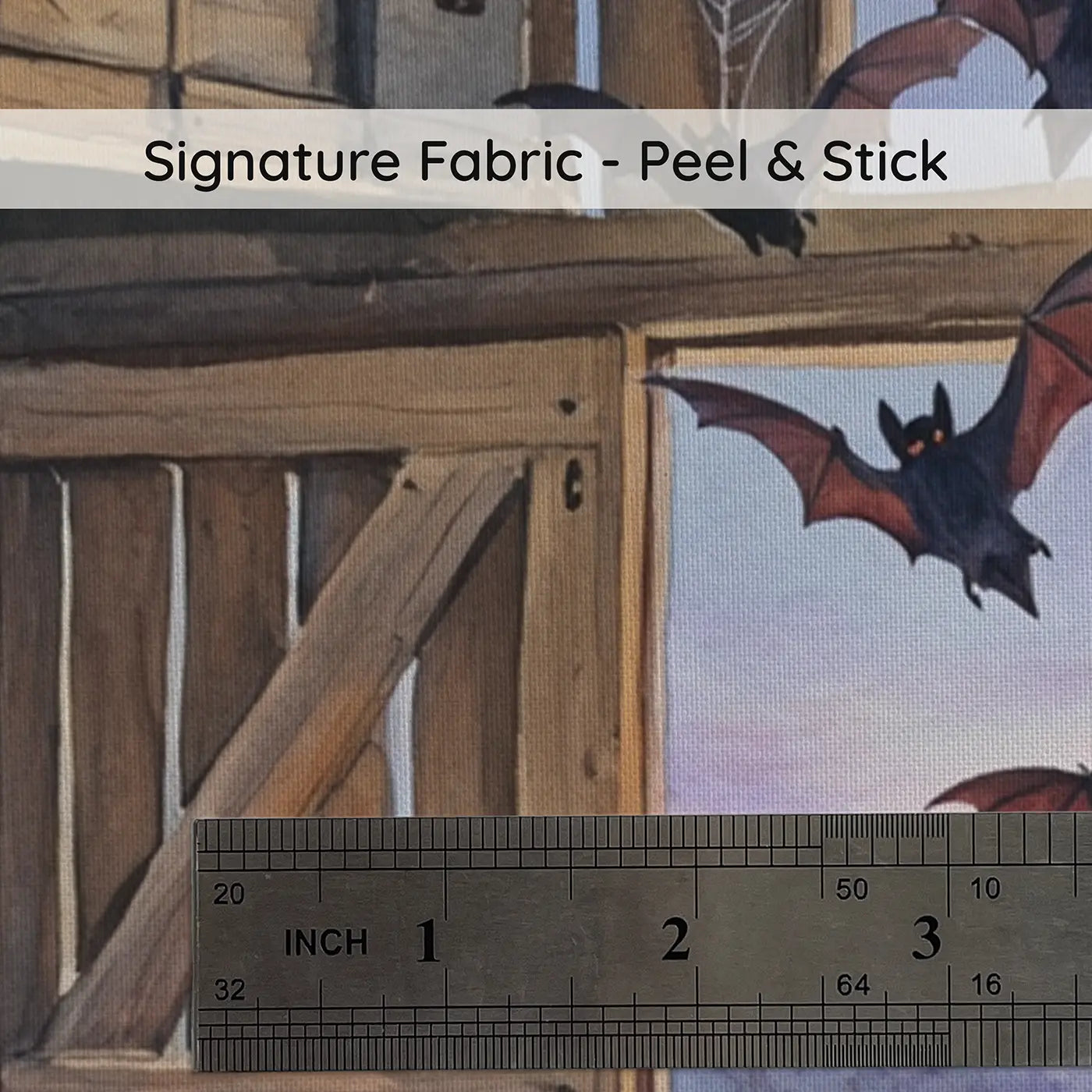 Fabric texture close-up of Barn Owl and Bat Twilight Wallpaper Mural by Whimsy Tots