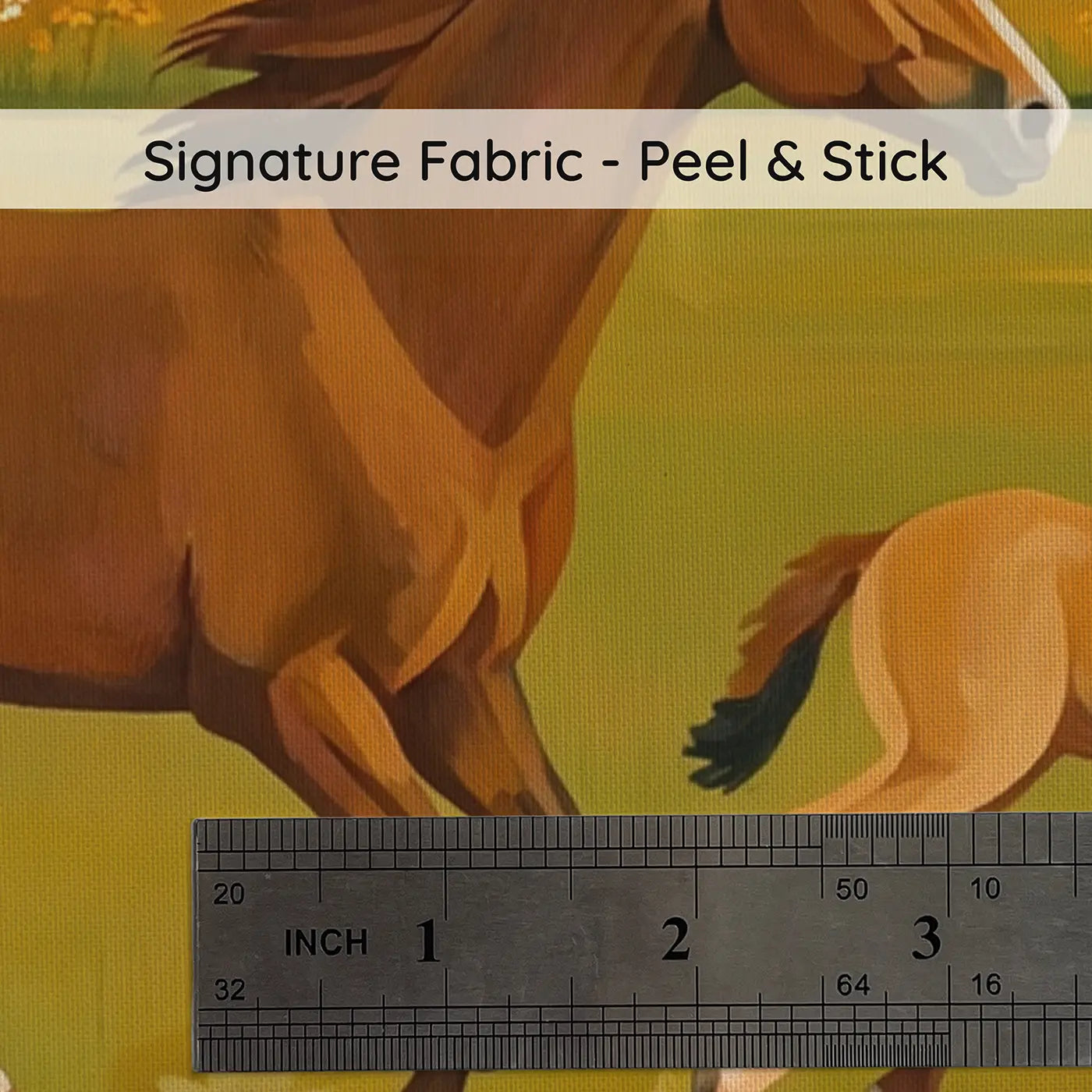 Fabric texture close-up of Galloping Mare and Foal Wallpaper Mural by Whimsy Tots