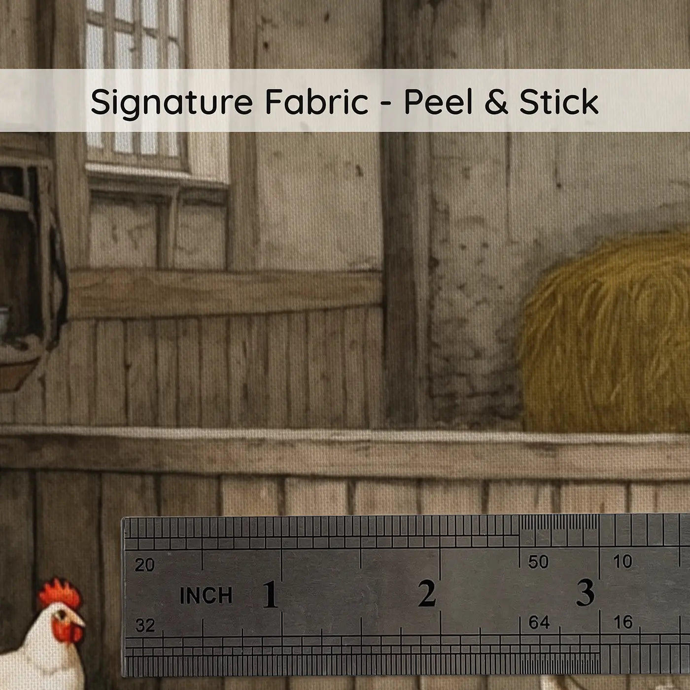 Fabric texture close-up of Rainy Day Barn Shelter Wallpaper Mural by Whimsy Tots