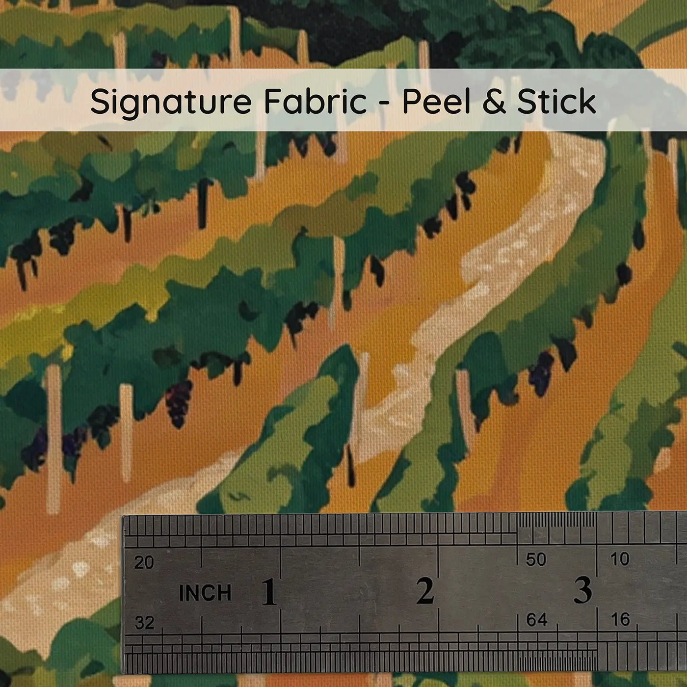 Fabric texture close-up of Vineyard Terrace Farmhouse Wallpaper Mural by Whimsy Tots