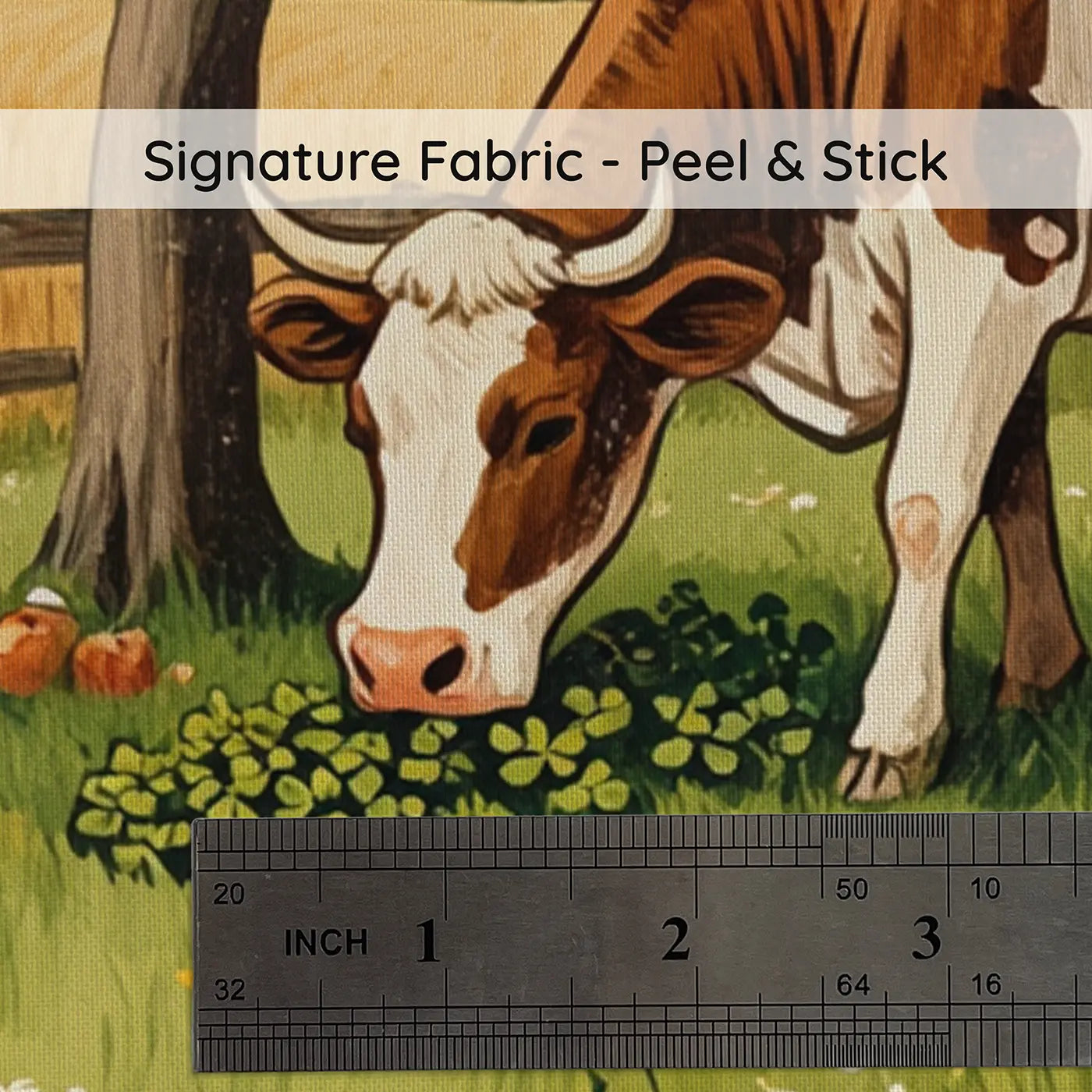 Fabric texture close-up of Farm Cat Butterfly Chase Wallpaper Mural by Whimsy Tots