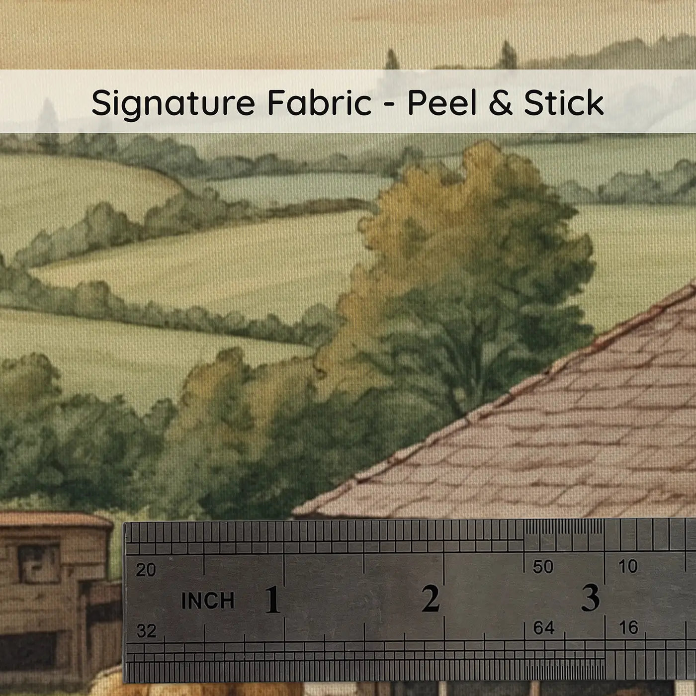 Fabric texture close-up of Busy Farm Morning Chores Wallpaper Mural by Whimsy Tots