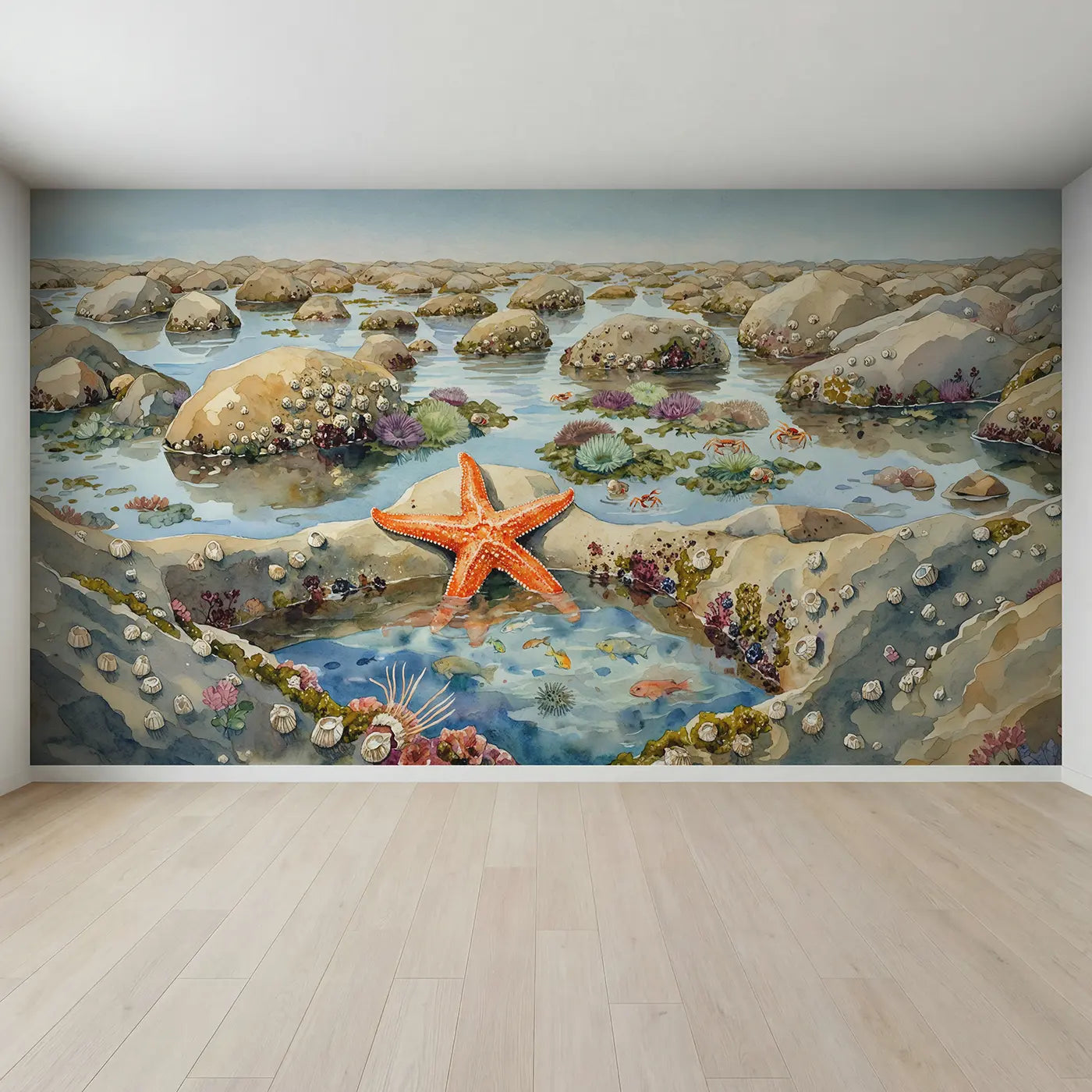 Full view of Tide Pool Starfish Close Up Wallpaper Mural by Whimsy Tots