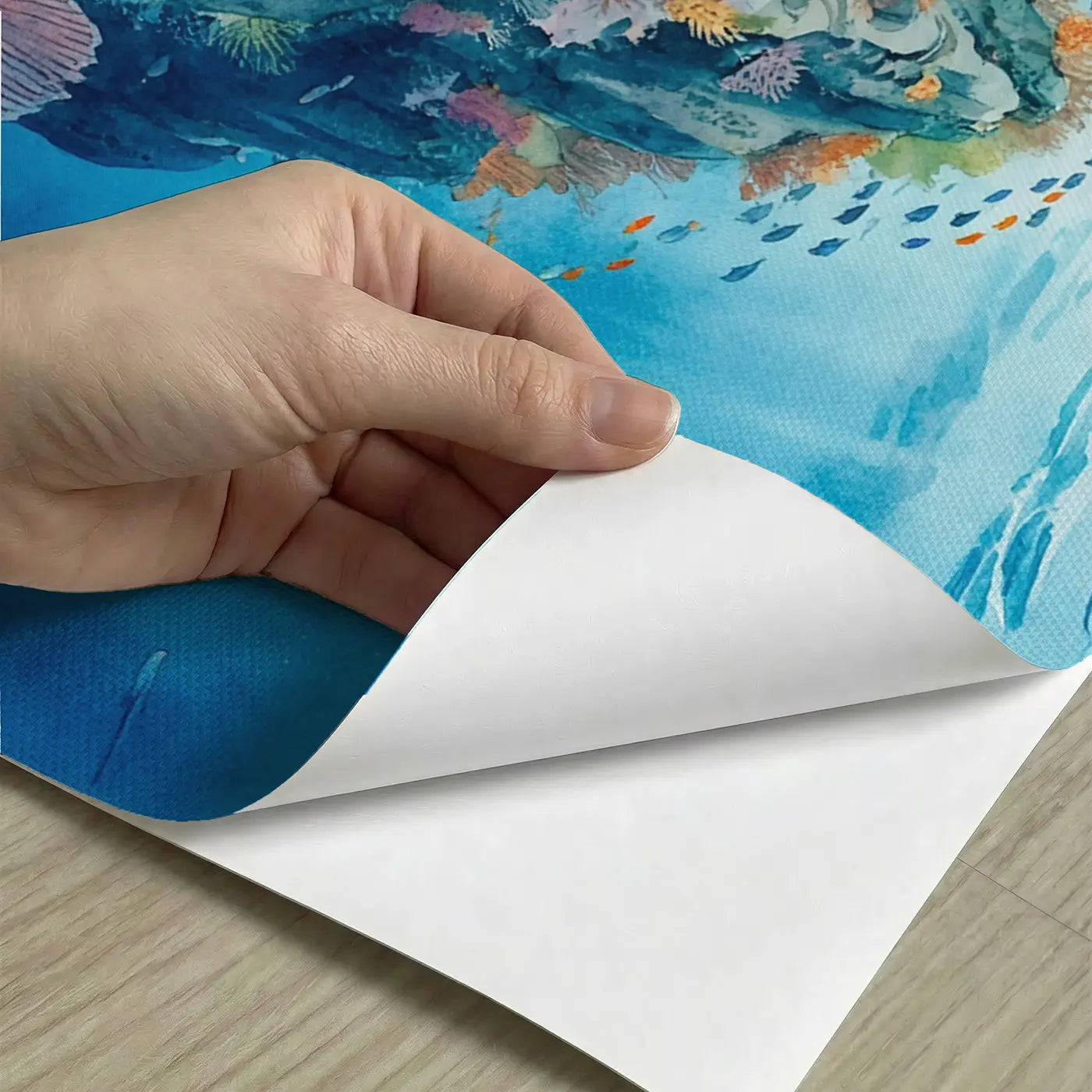 Peel-and-stick detail of Ocean Seamount Oasis Wallpaper Mural by Whimsy Tots