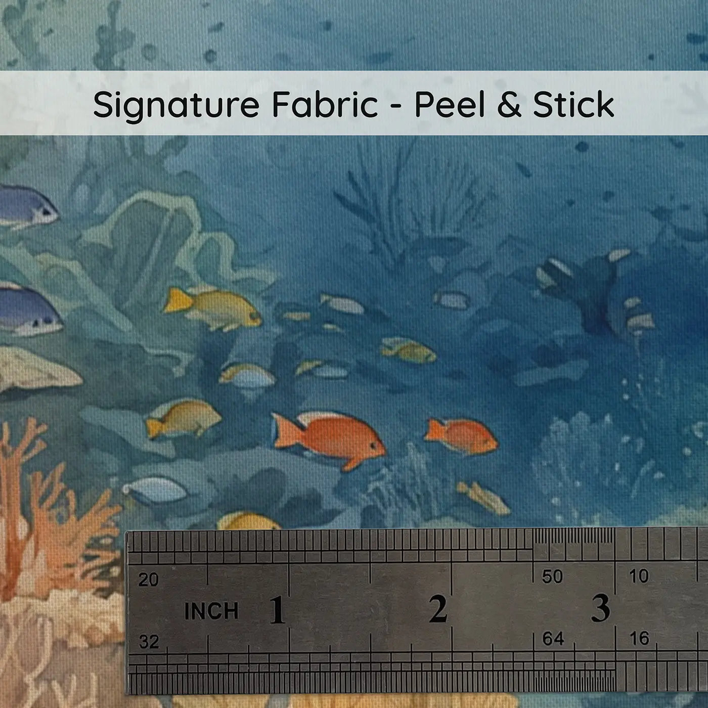 Fabric texture close-up of Coral Garden Golden Hour Wallpaper Mural by Whimsy Tots