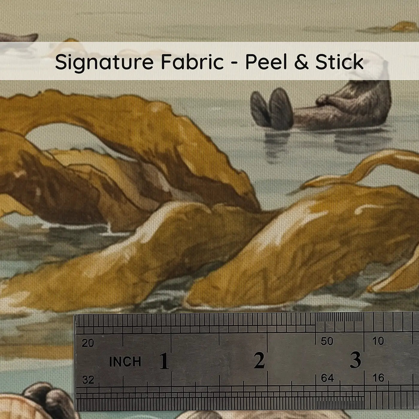 Fabric texture close-up of Floating Sea Otter Kelp Wallpaper Mural by Whimsy Tots