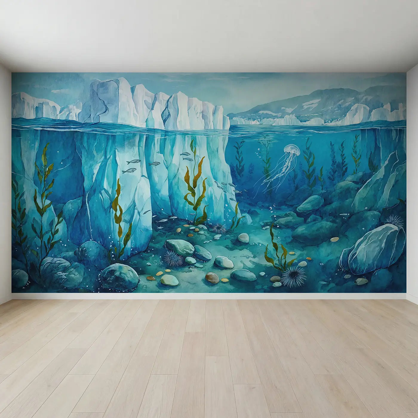 Full view of Glacier Underwater World Wallpaper Mural by Whimsy Tots