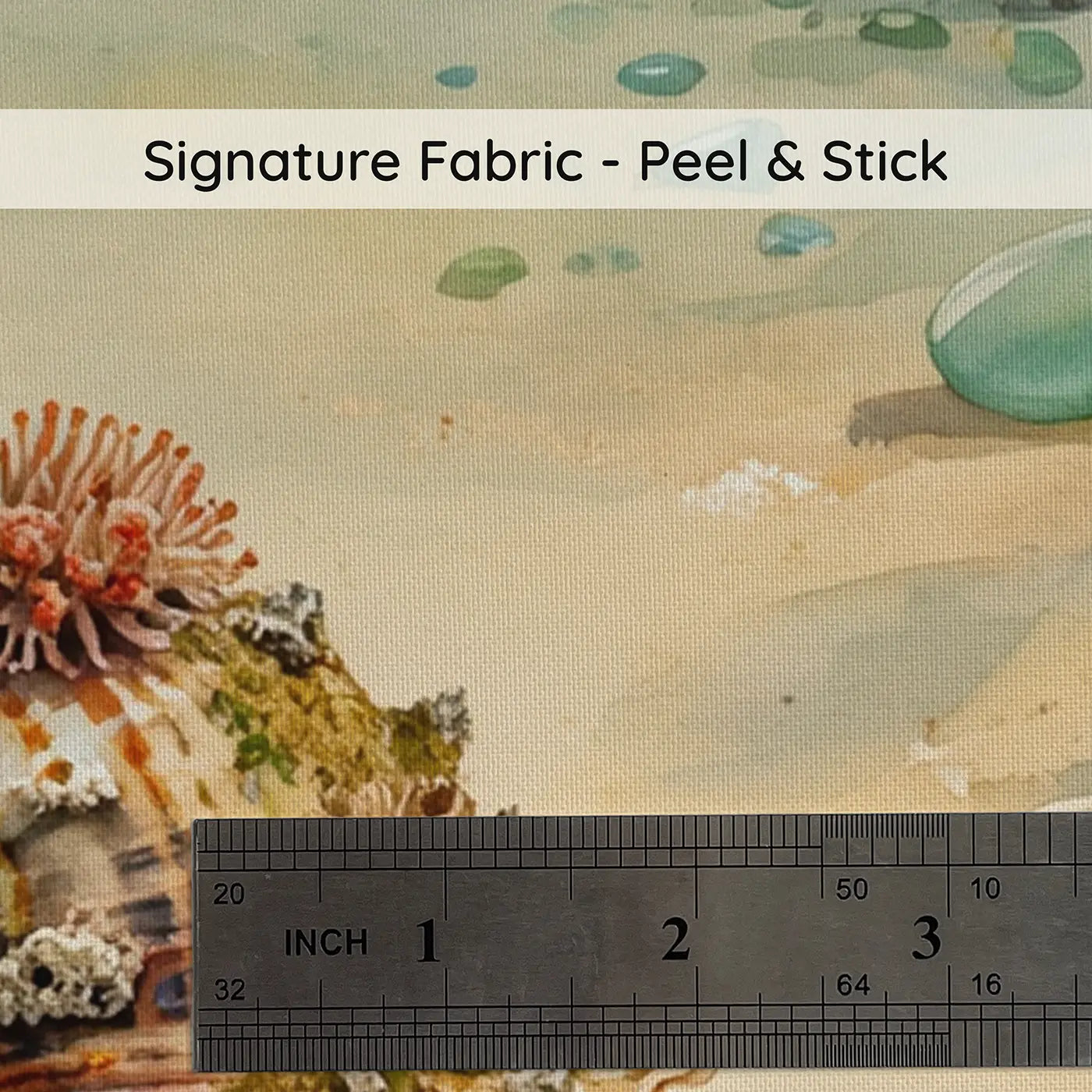 Fabric texture close-up of Hermit Crab Decorated Shell Wallpaper Mural by Whimsy Tots