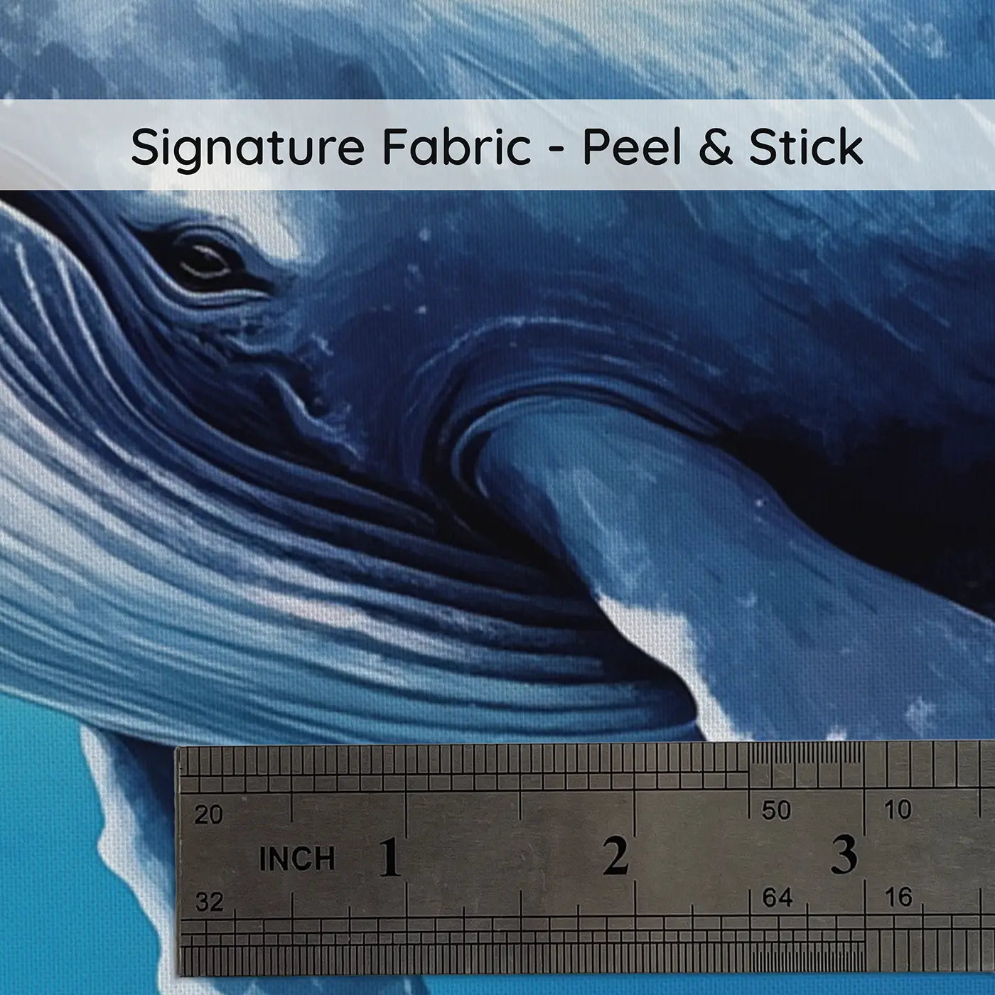 Fabric texture close-up of Whale Mother Calf Swimming Wallpaper Mural by Whimsy Tots