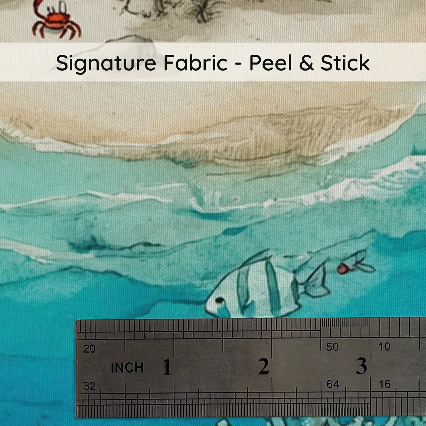 Fabric texture close-up of Tropical Reef Island Wallpaper Mural by Whimsy Tots