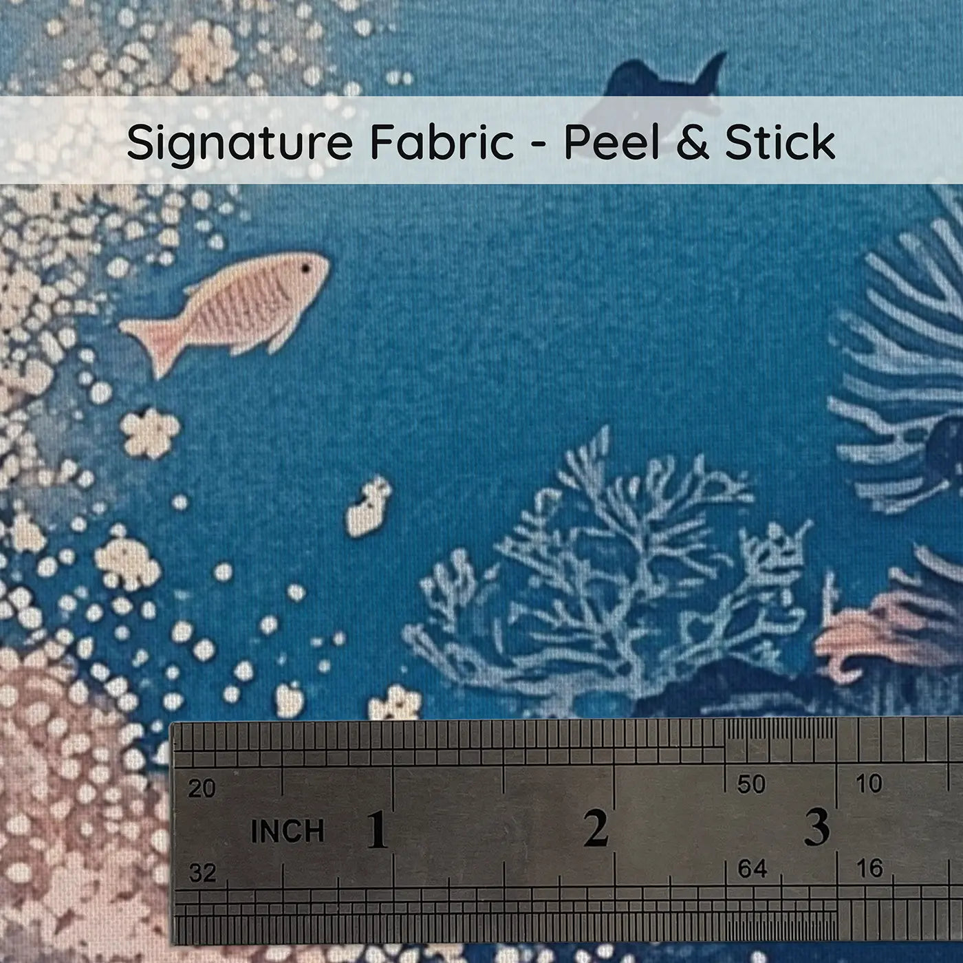 Fabric texture close-up of Coral Spawning Twilight Reef Wallpaper Mural by Whimsy Tots