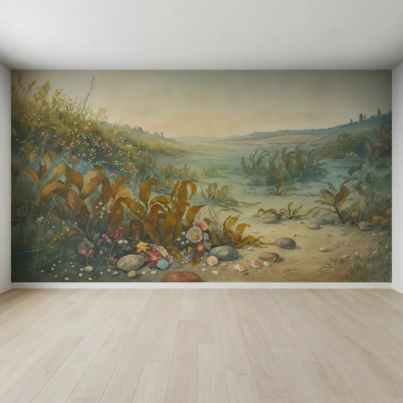 Full view of Kelp Forest Swaying Gentle Wallpaper Mural by Whimsy Tots