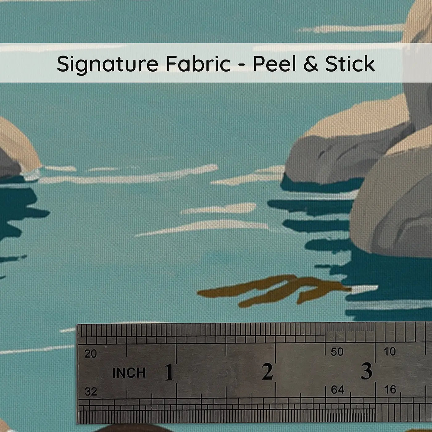 Fabric texture close-up of Seal Pup Swimming Lesson Wallpaper Mural by Whimsy Tots