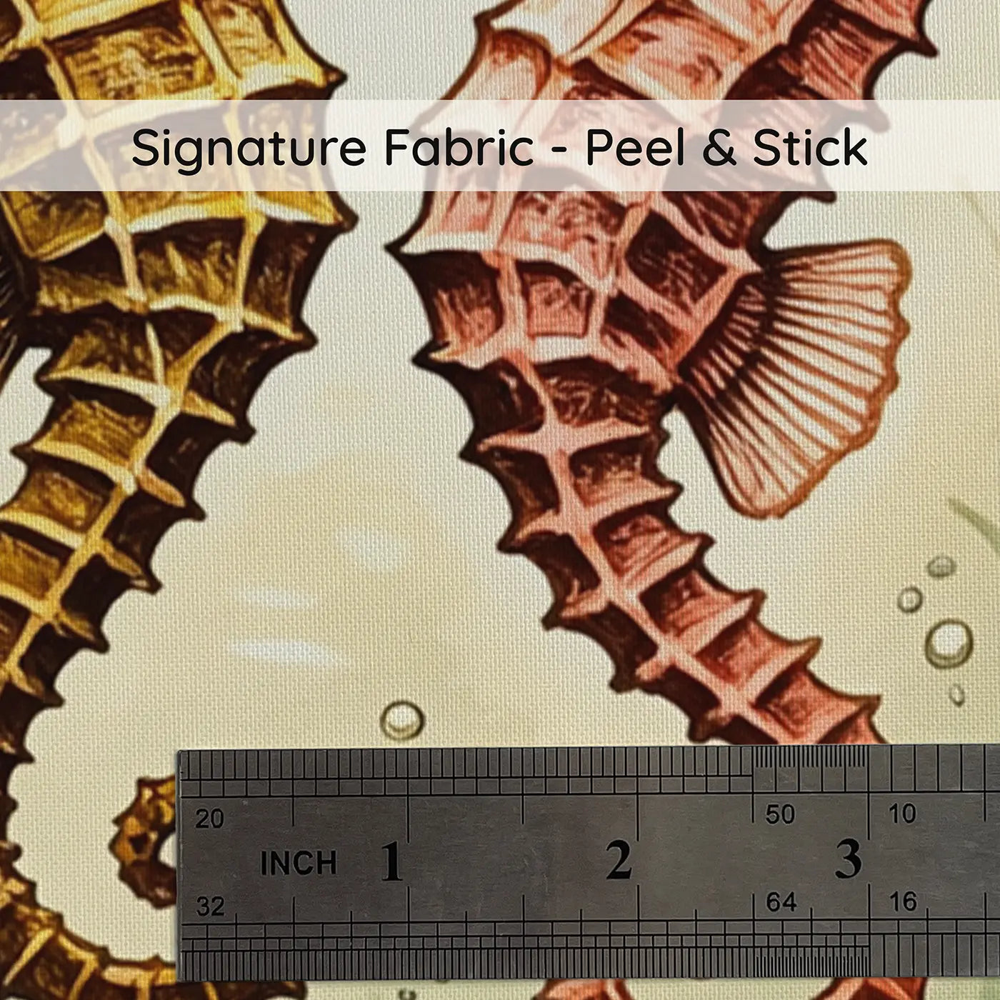 Fabric texture close-up of Seahorse Courtship Dance Seagrass Wallpaper Mural by Whimsy Tots
