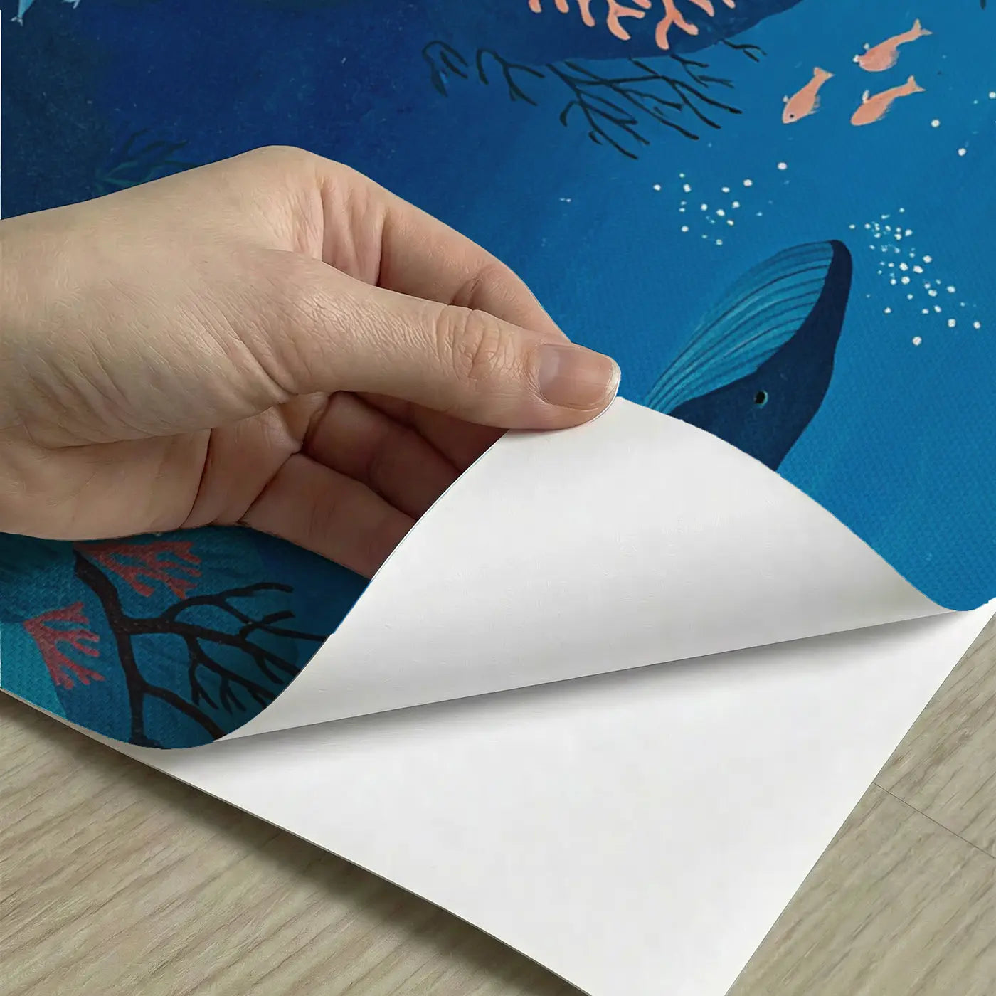 Peel-and-stick detail of Deep Ocean Reef Wallpaper Mural by Whimsy Tots