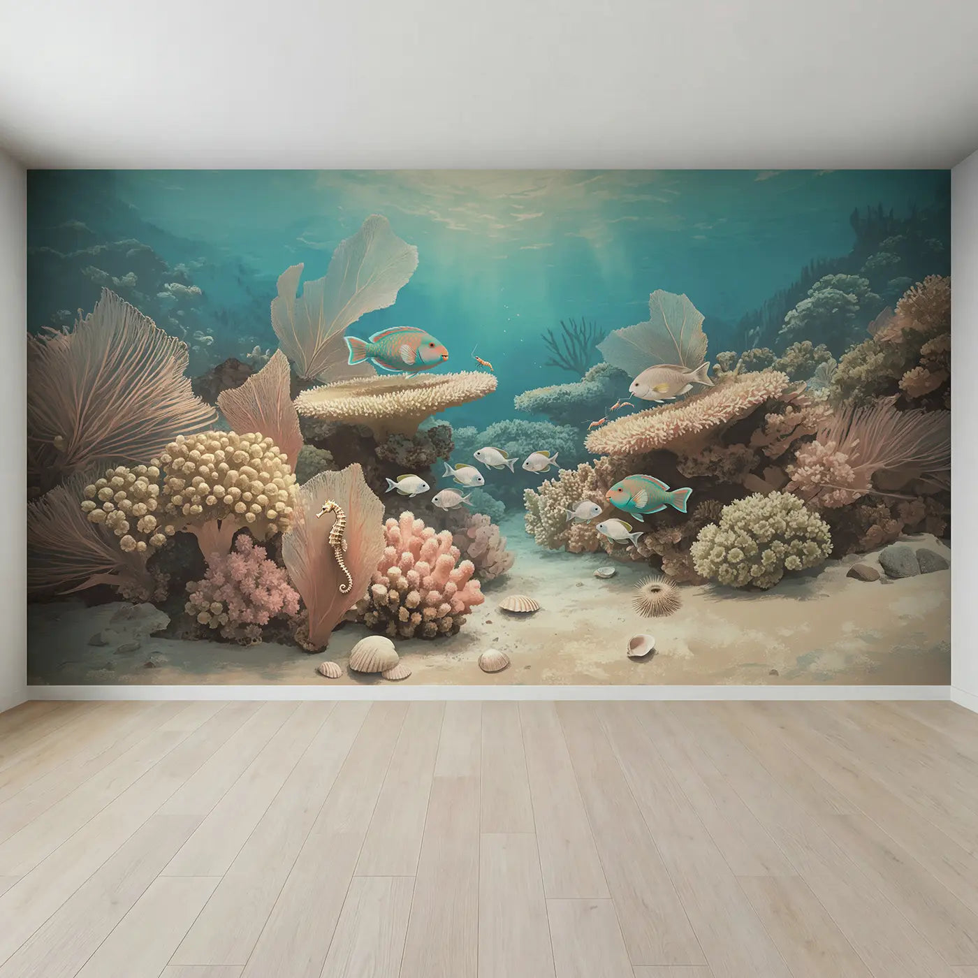 Full view of Reef Cleaning Station Wallpaper Mural by Whimsy Tots