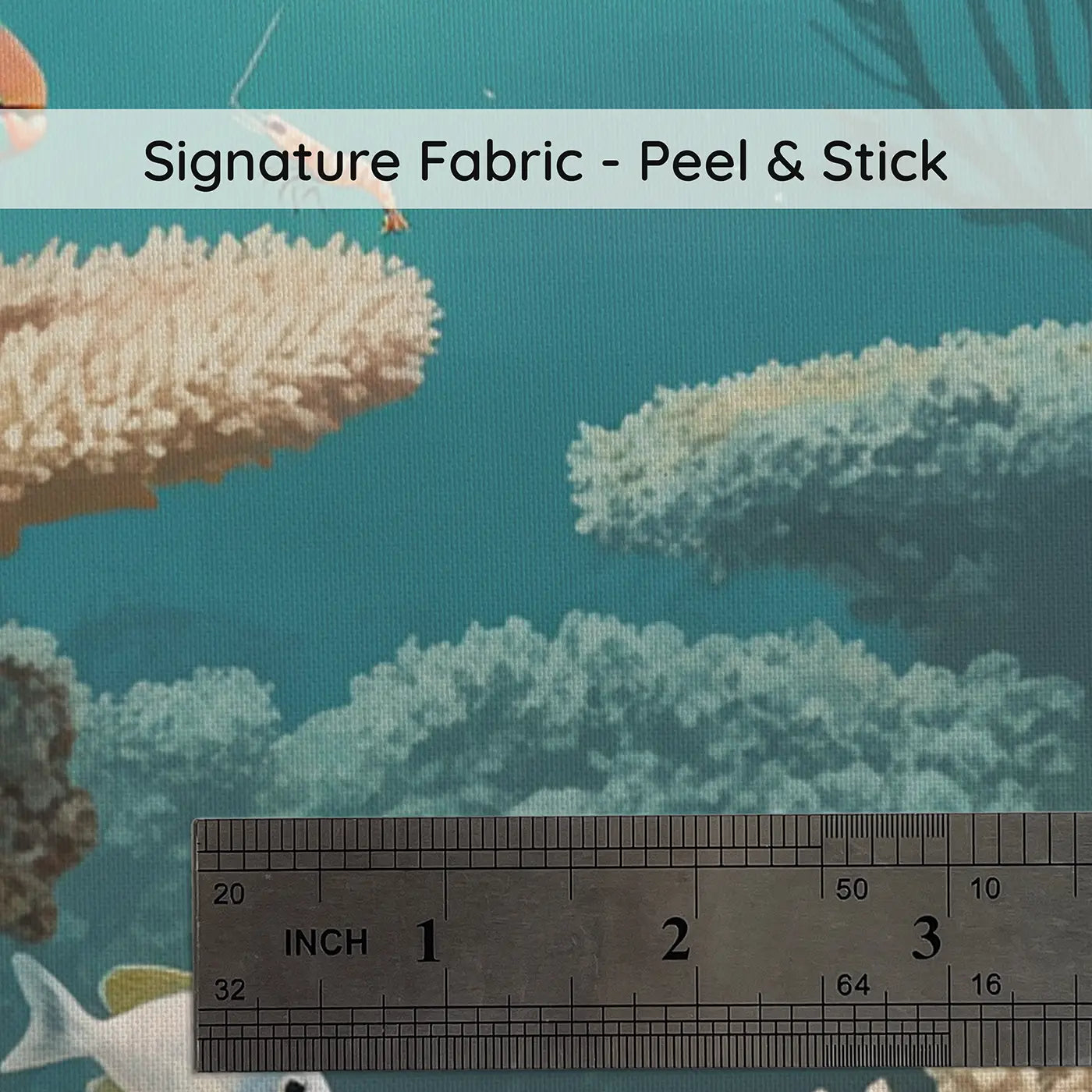 Fabric texture close-up of Reef Cleaning Station Wallpaper Mural by Whimsy Tots